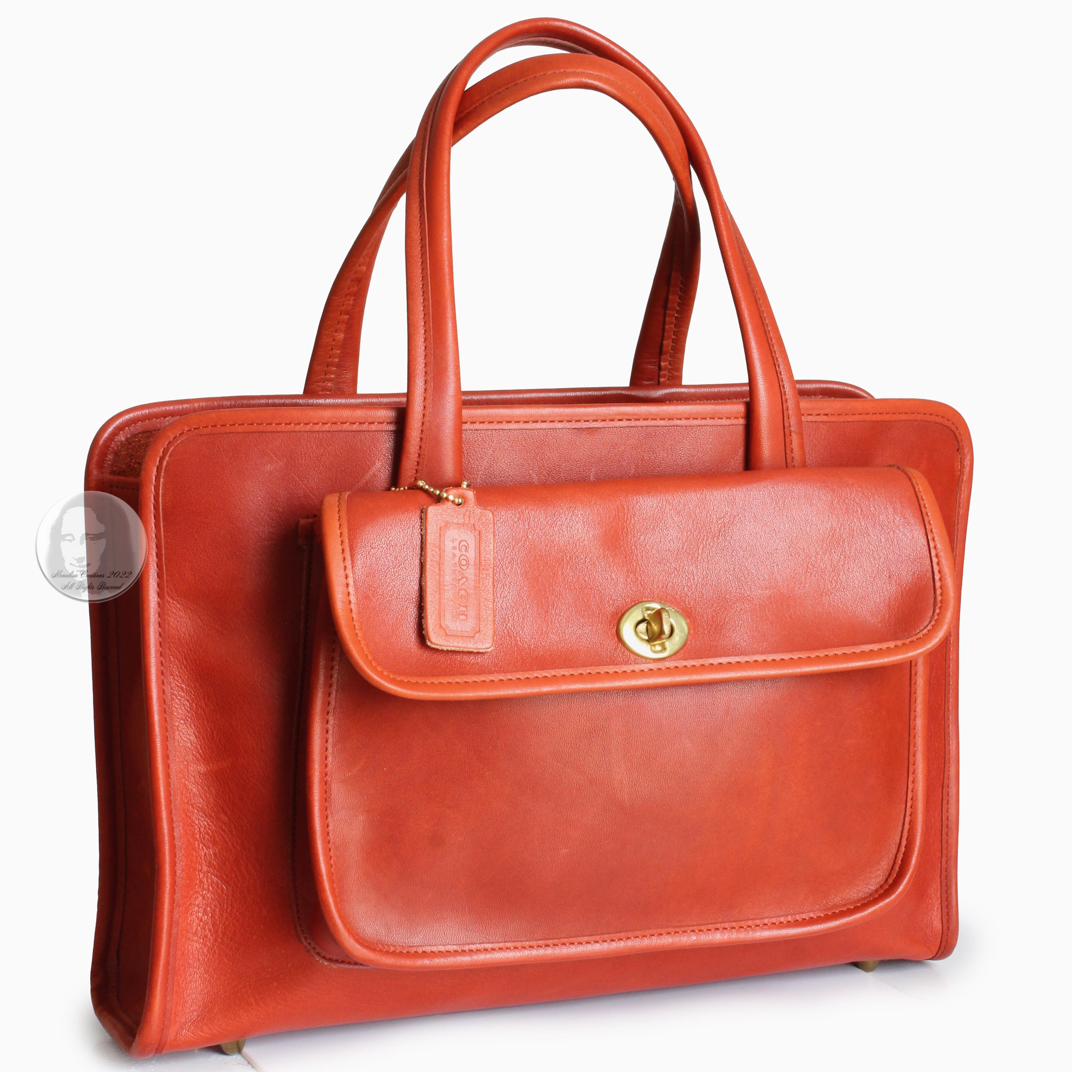 Bonnie Cashin Coach Safari Bag Large Double Pocket Tote Bag Rust Leather Vintage In Good Condition In Port Saint Lucie, FL