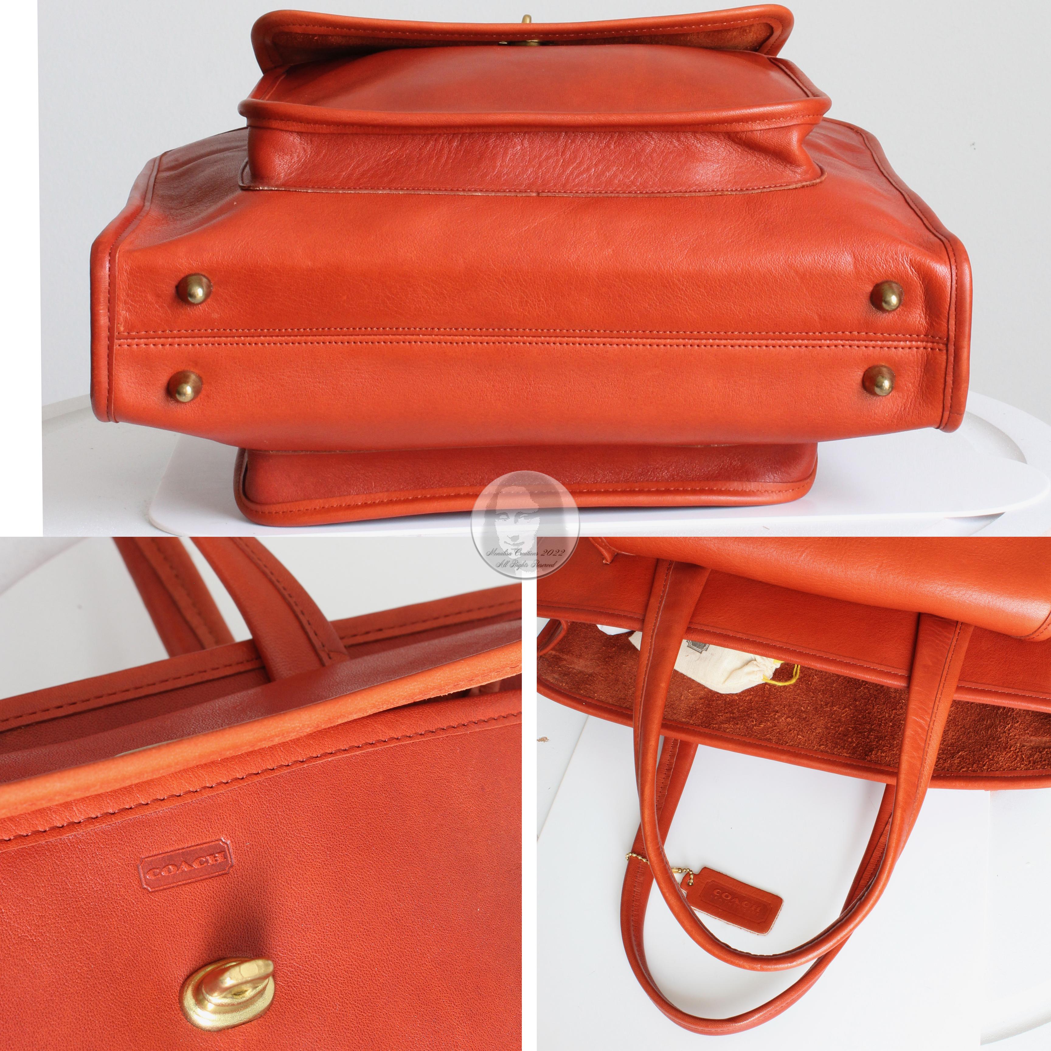 Women's or Men's Bonnie Cashin Coach Safari Bag Large Double Pocket Tote Bag Rust Leather Vintage