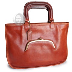 Bonnie Cashin Coach Watermelon Tote Bag Kiss Lock #9440 Pre Creed Rust Leather