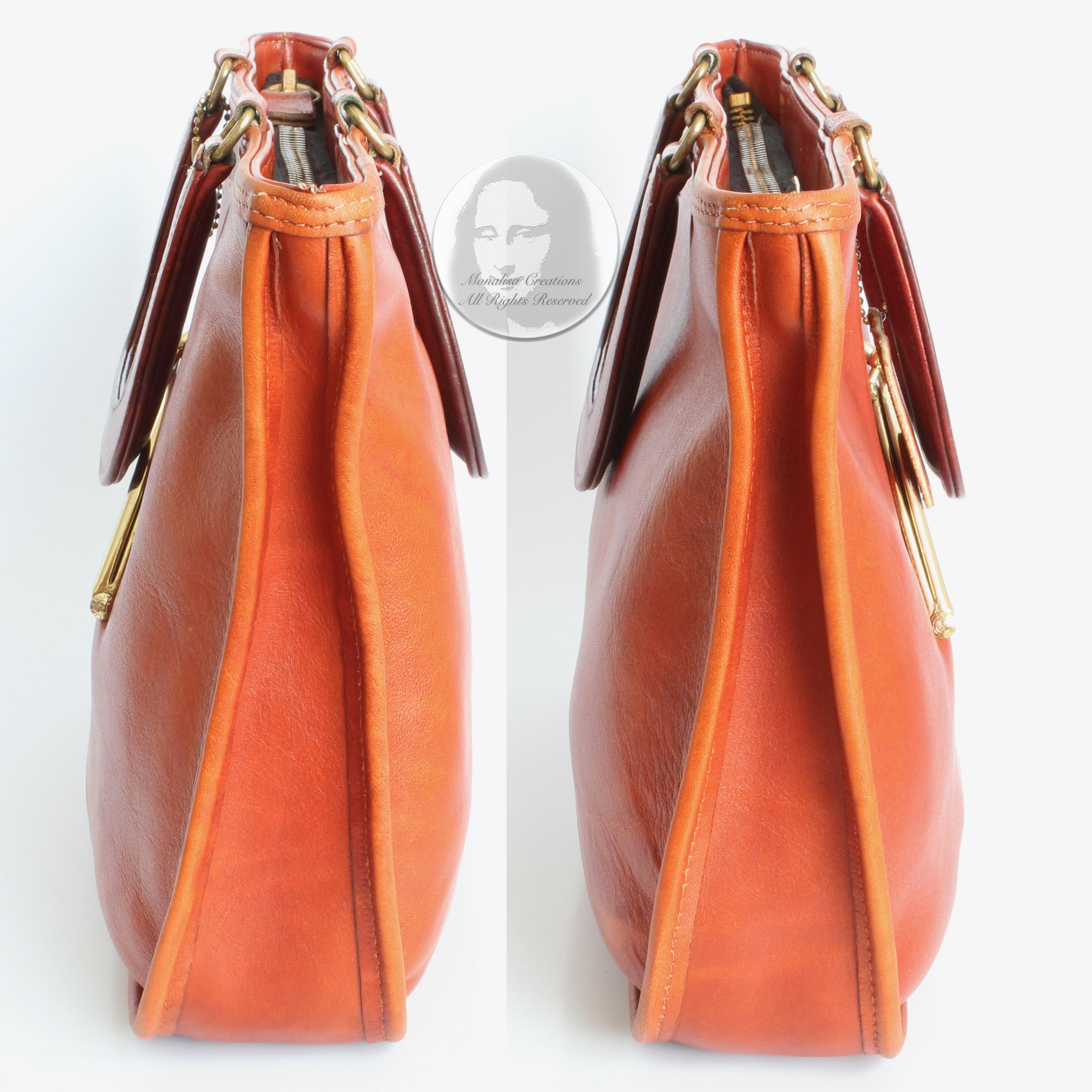 Bonnie Cashin Coach Watermelon Tote Bag Kiss Lock #9440 Pre Creed Rust Leather In Fair Condition In Port Saint Lucie, FL