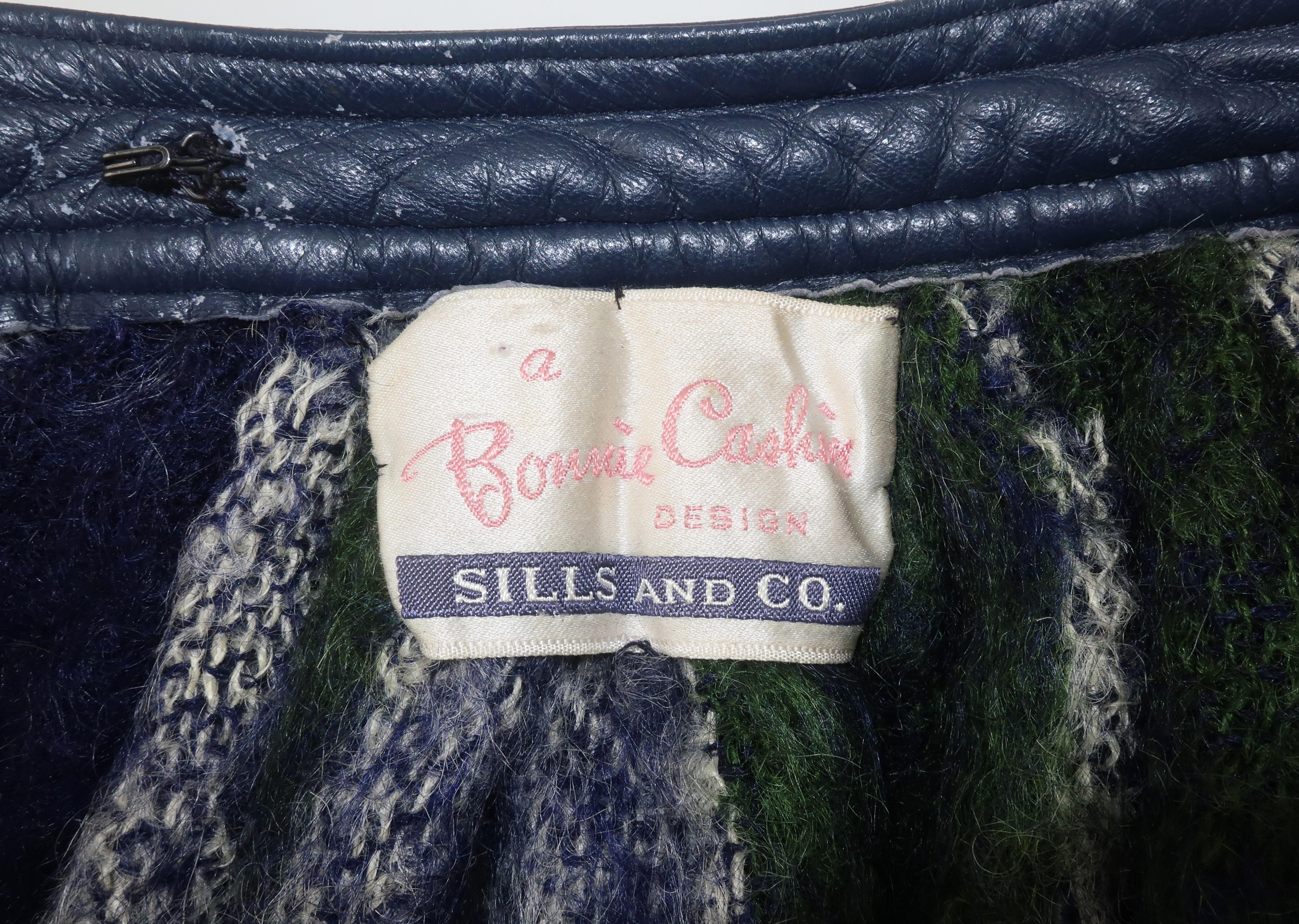 Bonnie Cashin Dog Leash Skirt in Blue & Green Plaid Mohair, 1950's 4
