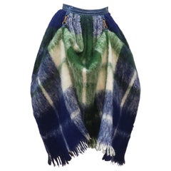 Bonnie Cashin Hundeleinenrock aus blau-grün kariertem Mohair, 1950er Jahre