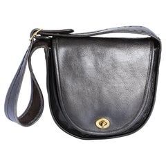 Bonnie Cashin Era Coach - Sac à bandoulière Kangourou en cuir noir vintage, années 70