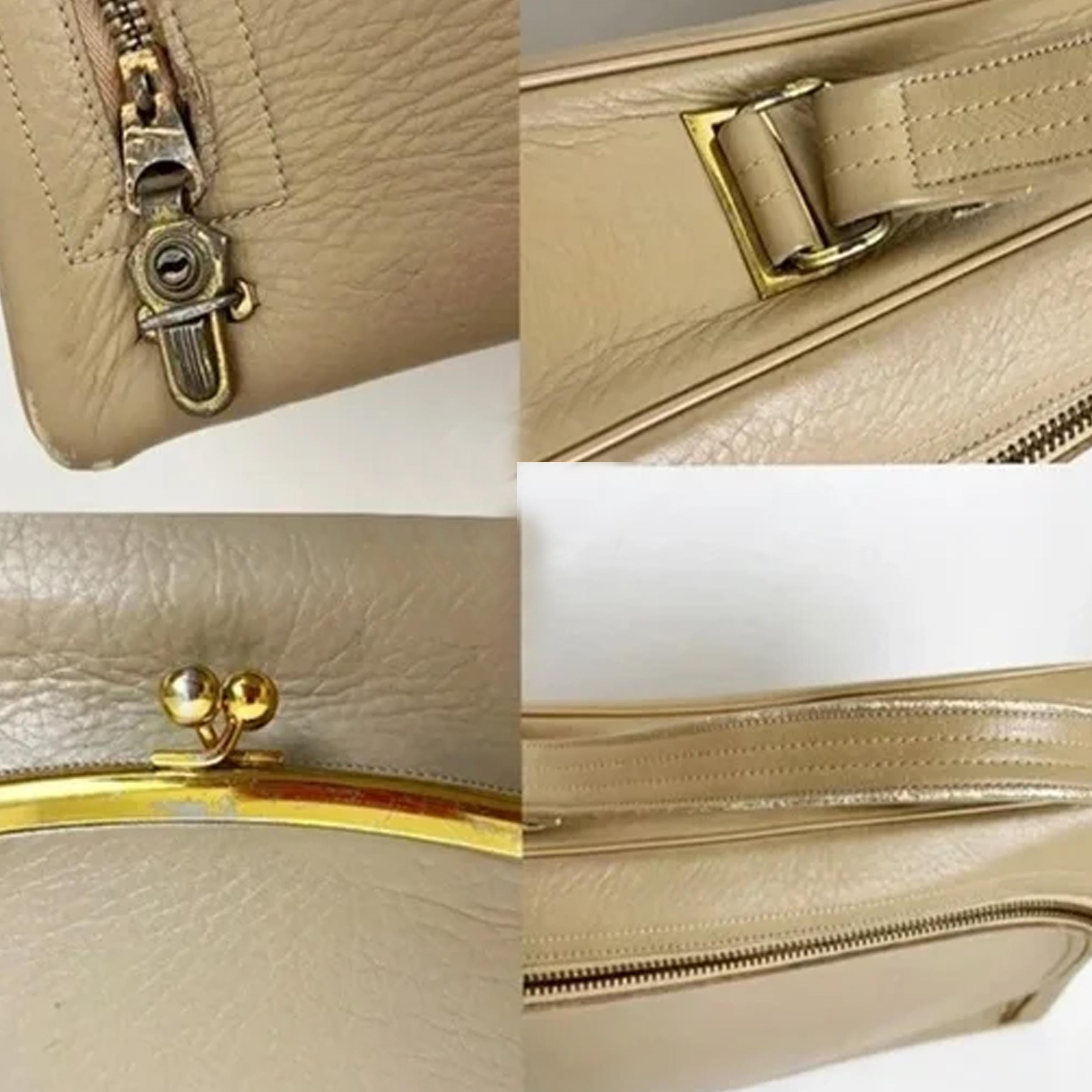 Bonnie Cashin for Coach Attache Bag Cashin Carry Tan Leather Rare Vintage 60s For Sale 7
