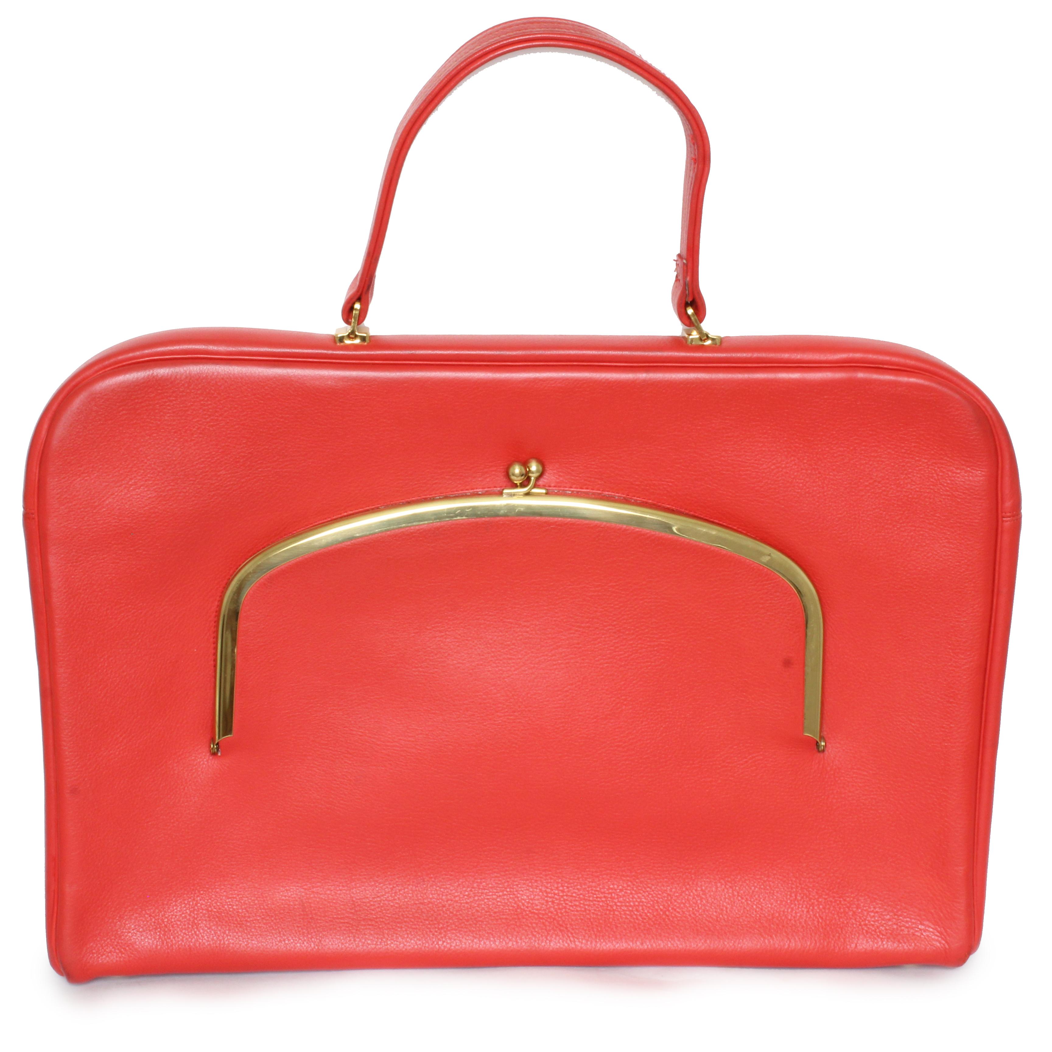 Bonnie Cashin for Coach Attache Bag Red Leather Briefcase Cashin Carry 60s  In Good Condition For Sale In Port Saint Lucie, FL