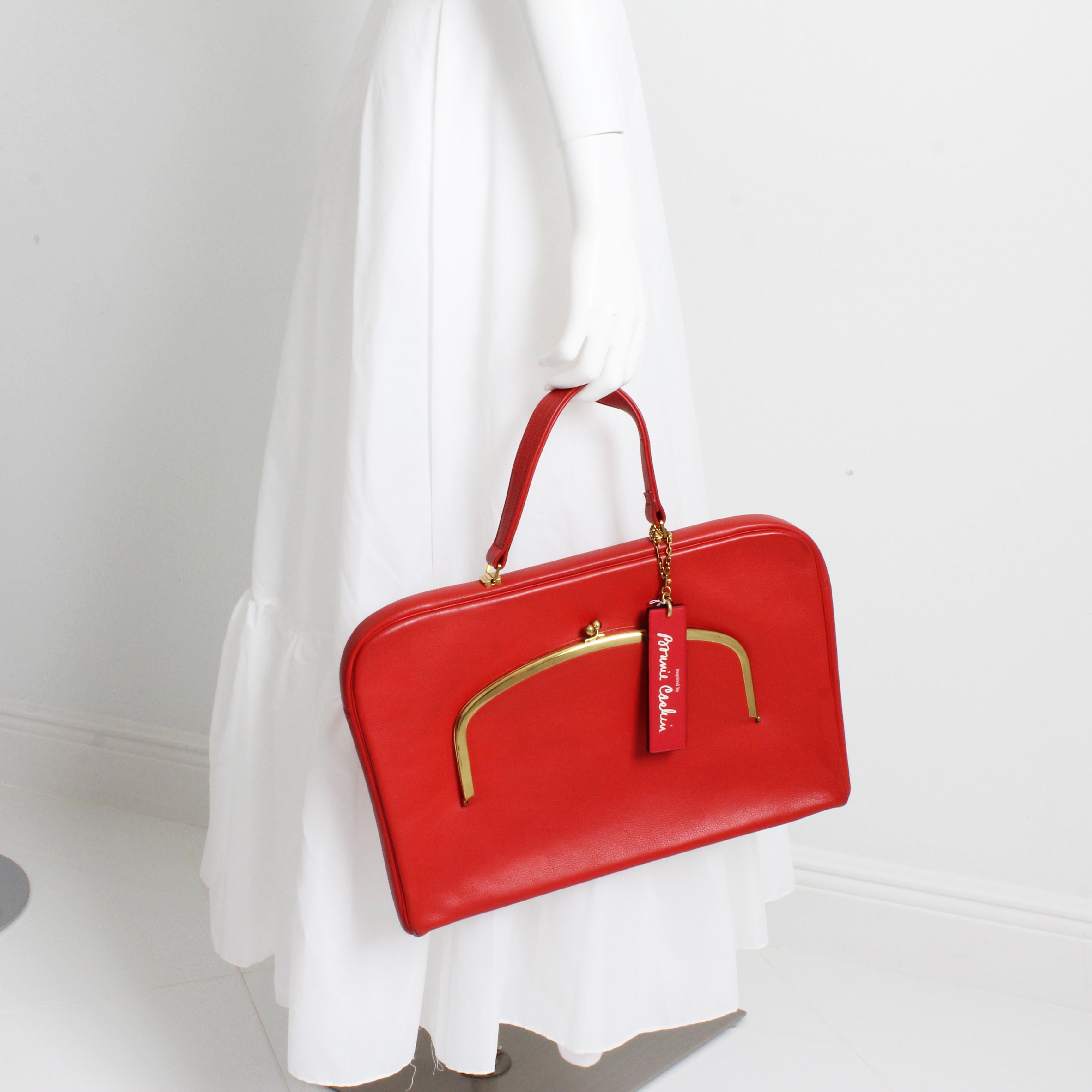 Women's or Men's Bonnie Cashin for Coach Attache Bag Red Leather Briefcase Cashin Carry 60s