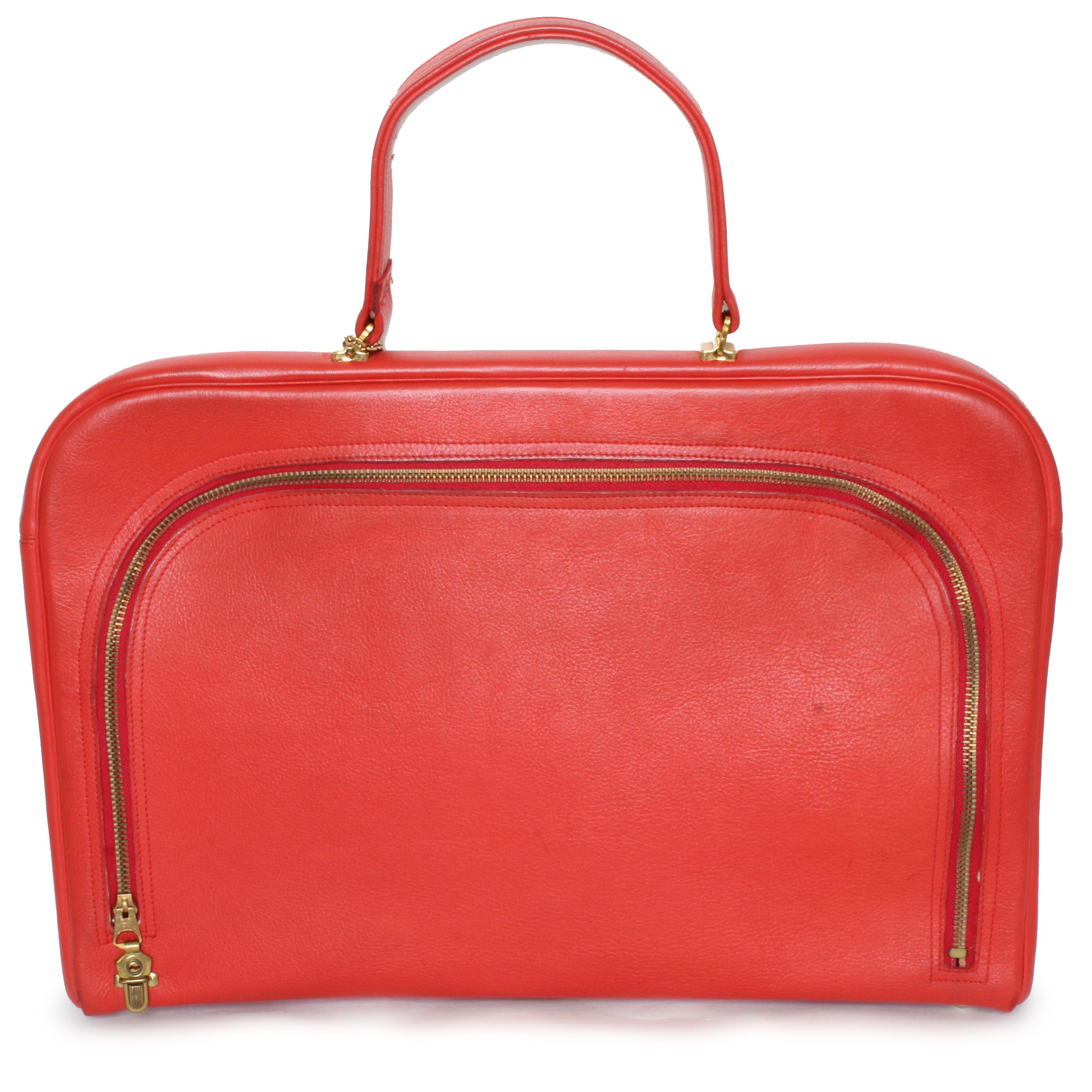 Bonnie Cashin for Coach Attache Bag Red Leather Briefcase Cashin Carry 60s  1