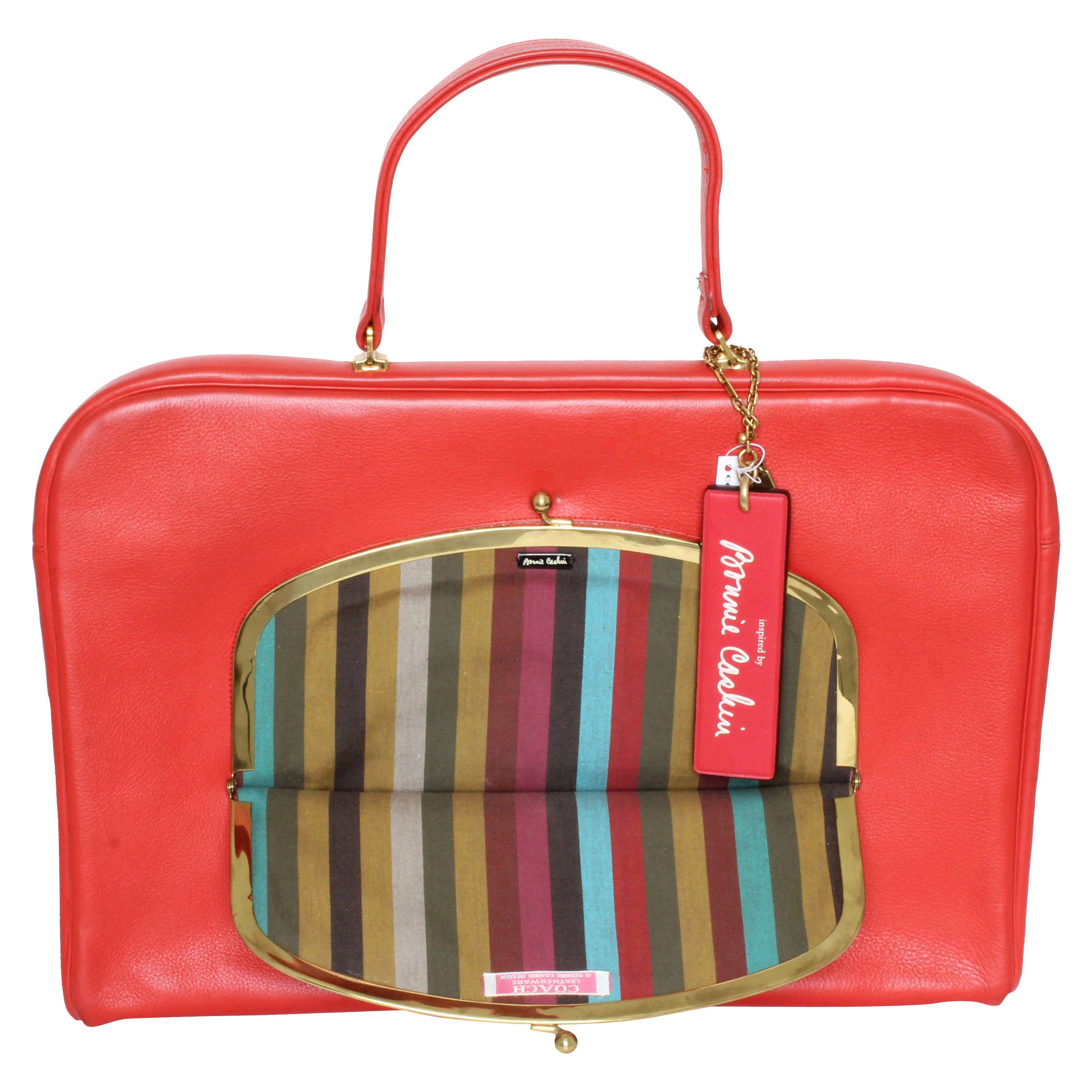 Bonnie Cashin for Coach Attache Bag Red Leather Briefcase Cashin Carry 60s  For Sale