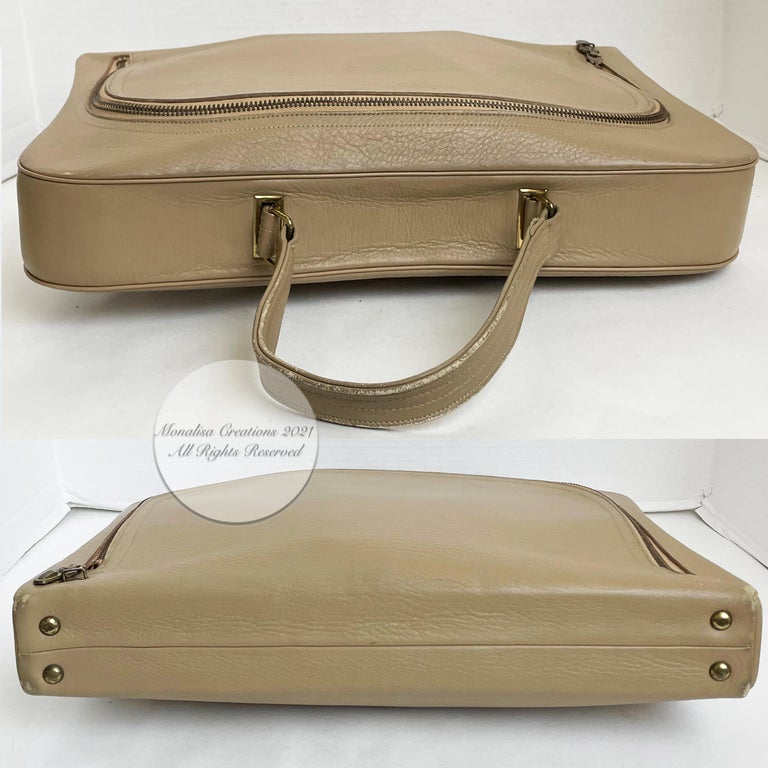Bonnie Cashin for Coach Bag Attache Tan Leather Cashin Carry Rare Vintage 60s For Sale 7
