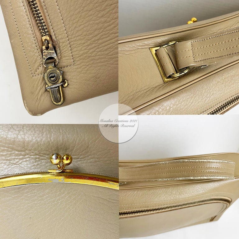 Bonnie Cashin for Coach Bag Attache Tan Leather Cashin Carry Rare Vintage 60s For Sale 12
