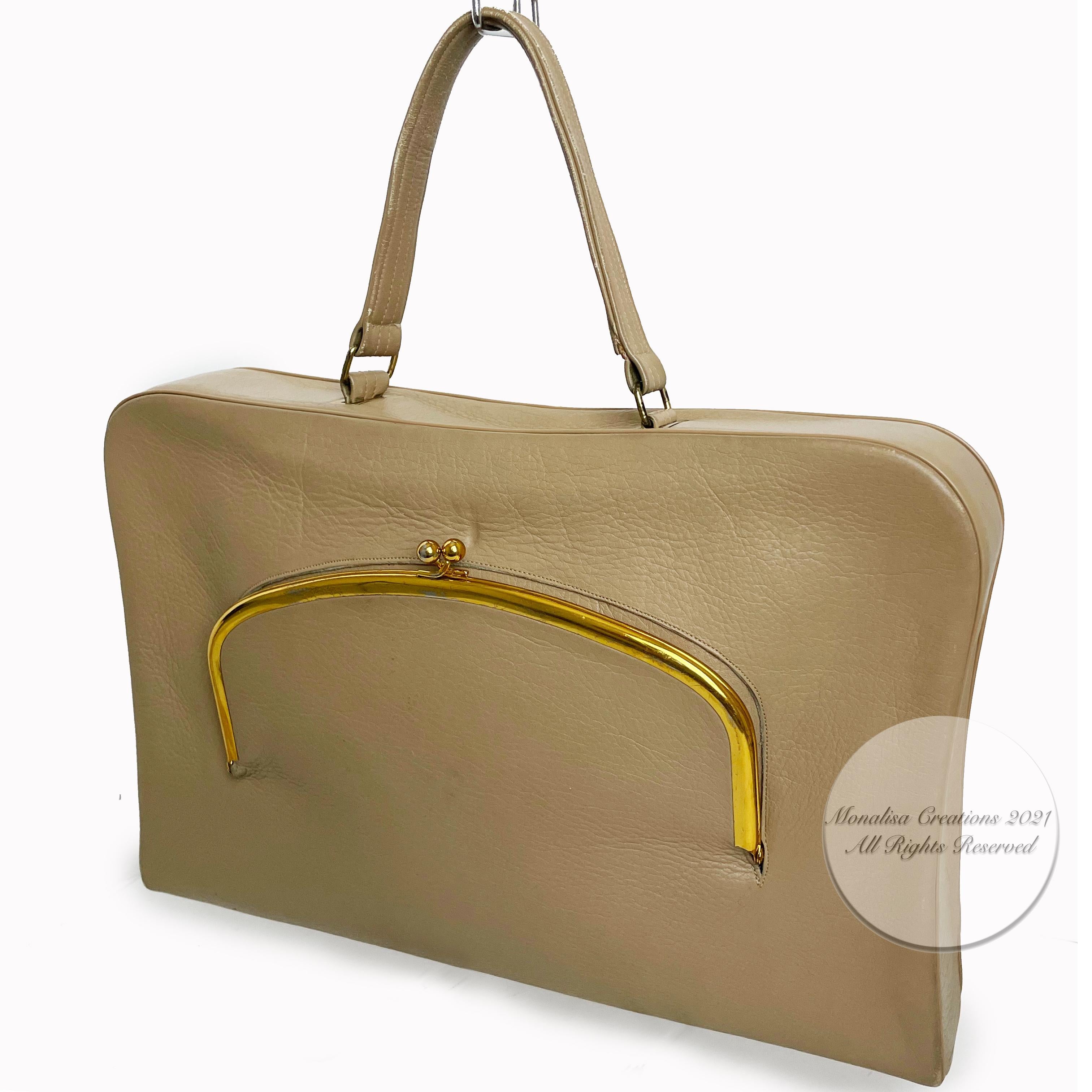Bonnie Cashin for Coach Bag Attache Tan Leather Cashin Carry Rare