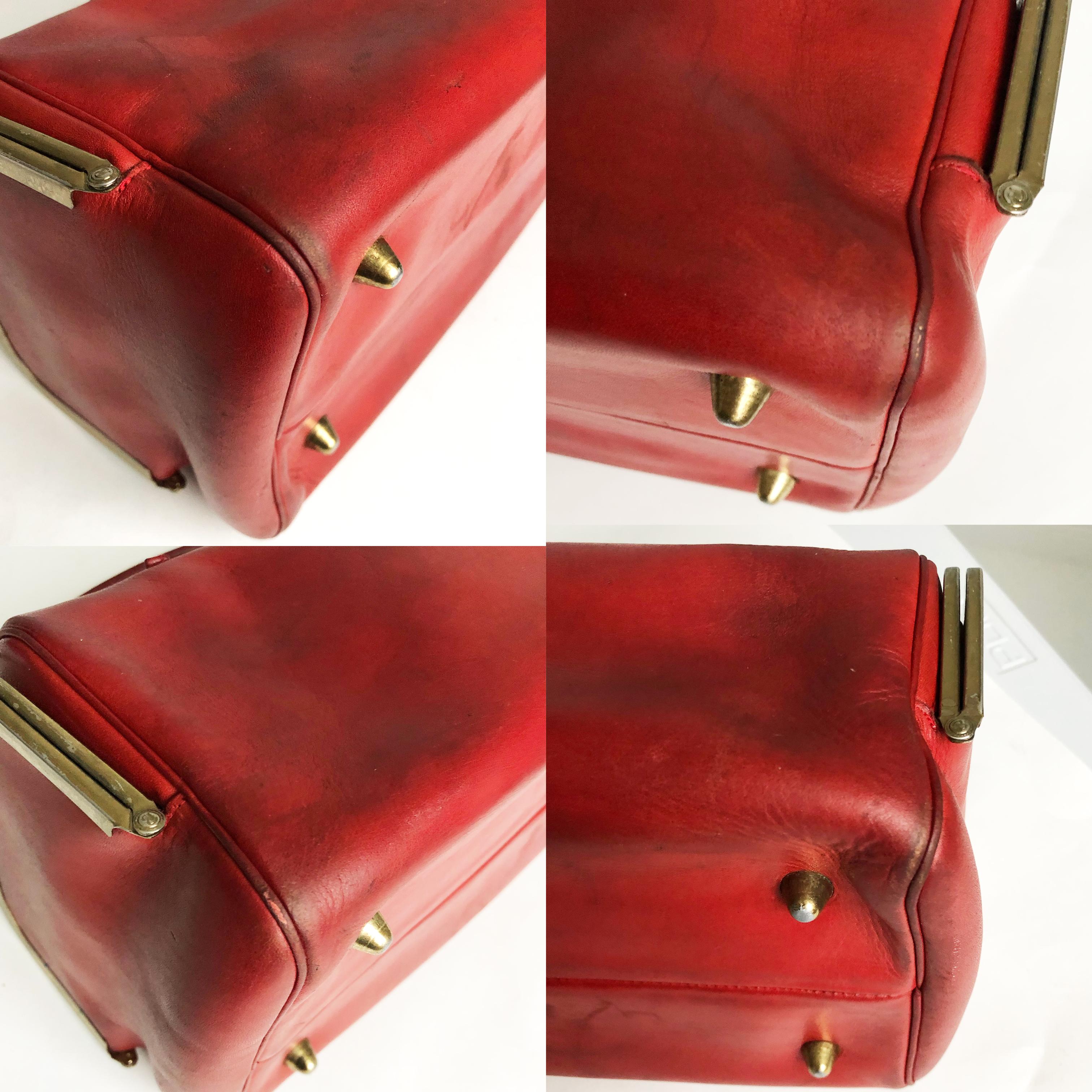 Bonnie Cashin for Coach Bag Double Header Mailbox Tote Red Leather Vintage 60s 5