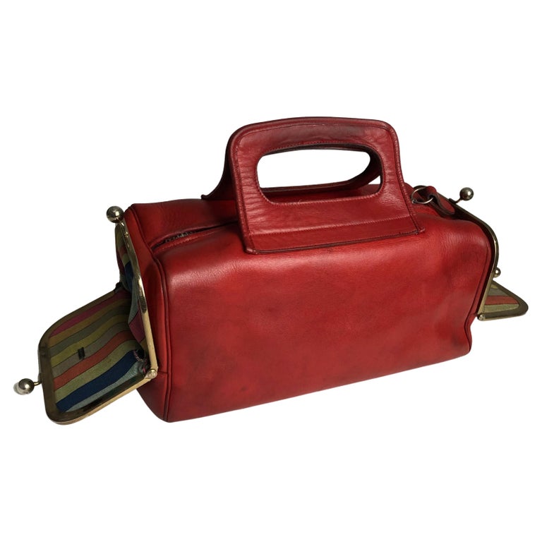 Bonnie Cashin for Coach Bag Double Header Mailbox Tote Red Leather Vintage  60s For Sale at 1stDibs | fur coach bag