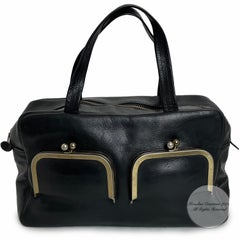 Bonnie Cashin for Coach Swagger Bag Travel Tote Duffel Black Leather Rare 1960s