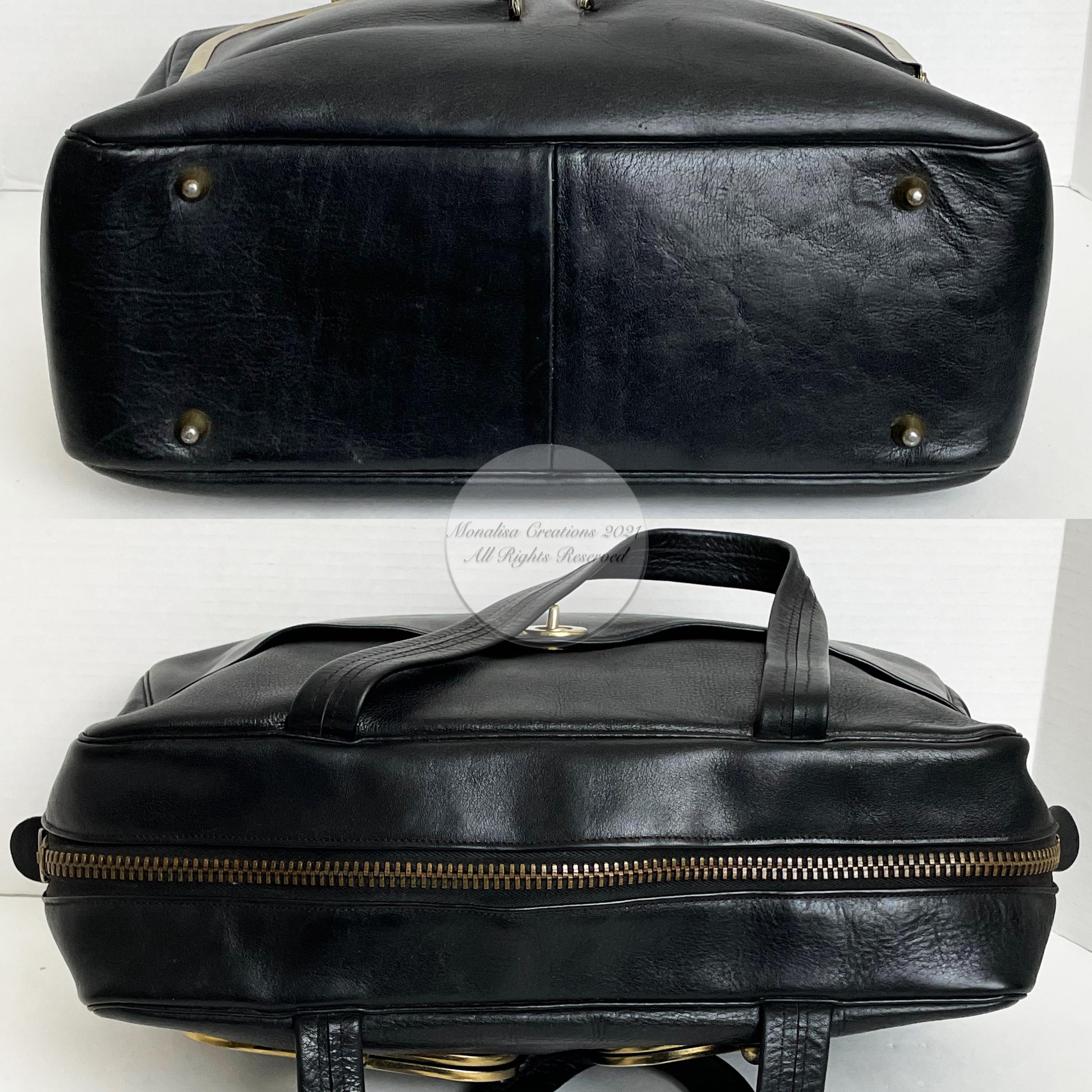 Women's or Men's Bonnie Cashin for Coach Swagger Bag Travel Tote Duffel Black Leather Rare 1960s