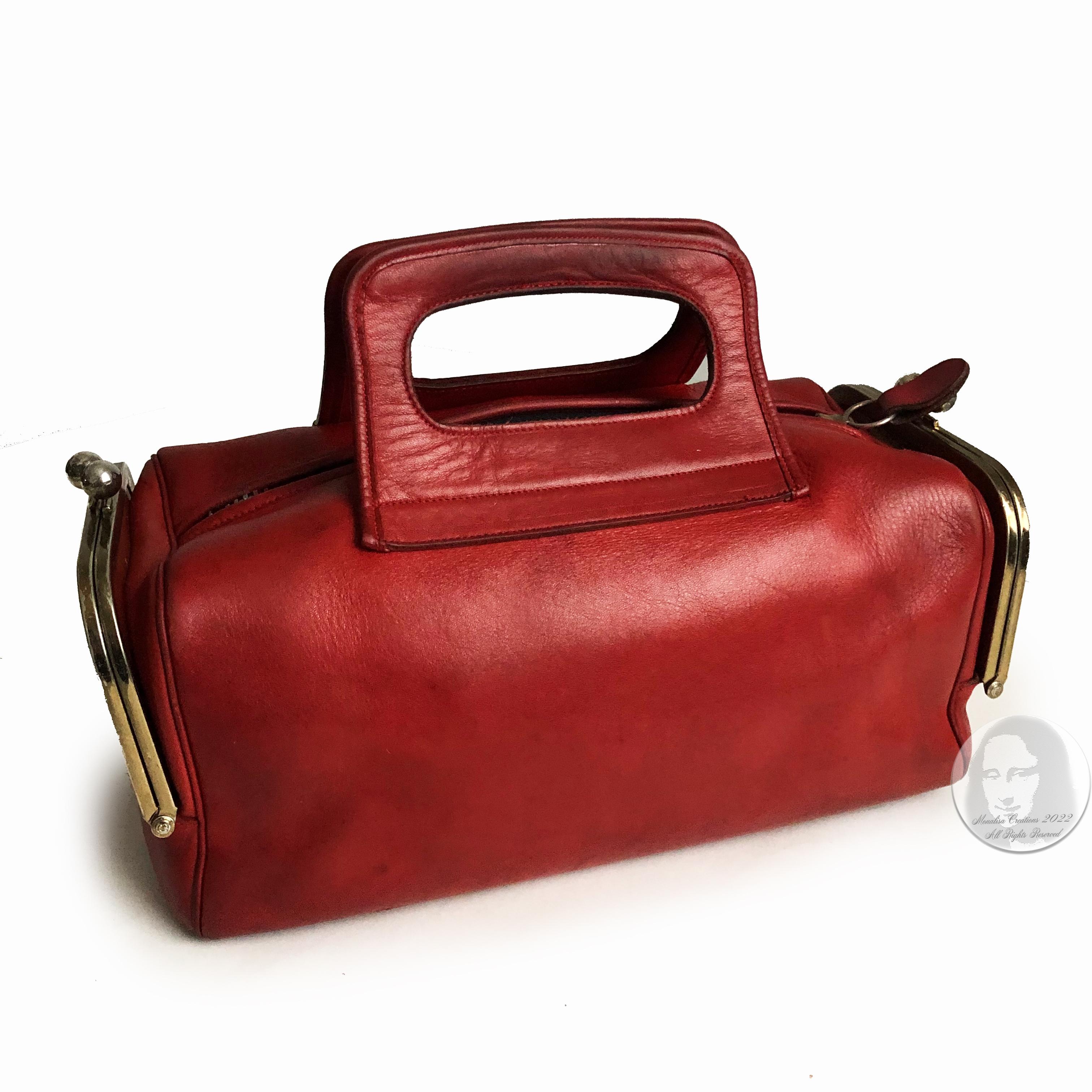 Bonnie Cashin for Coach Bag NYC Double Header Tote Mailbox Red Leather Vintage For Sale at