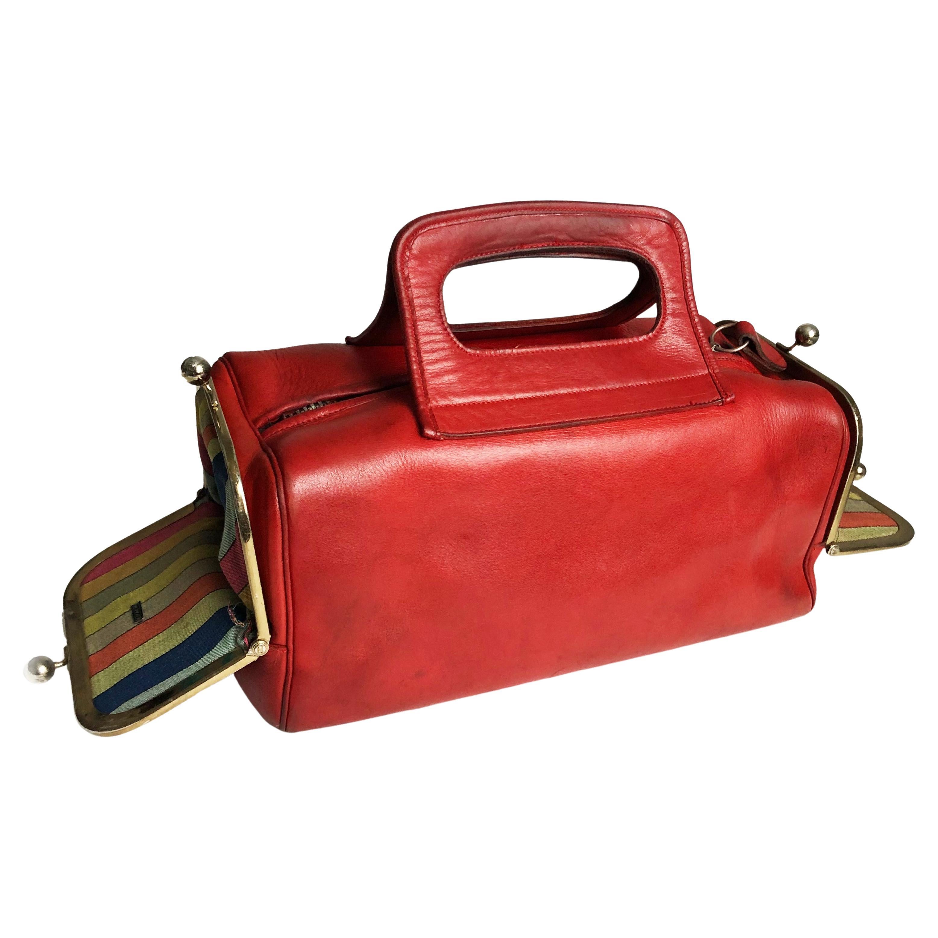 Vintage Red Coach Pochette Leather Bag