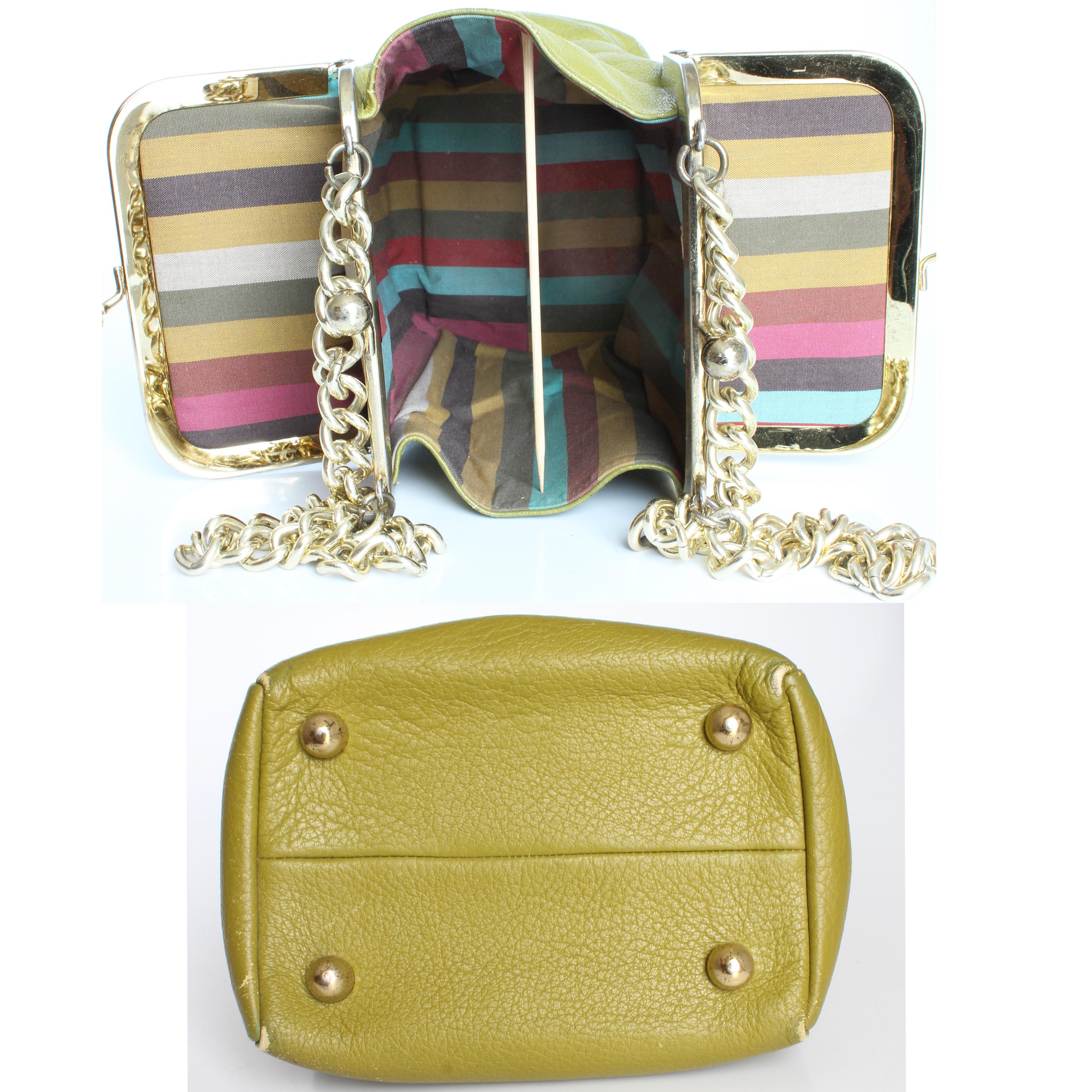 Bonnie Cashin for Coach Bag Small Double Header Lime Green 60s Vintage Rare HTF 8