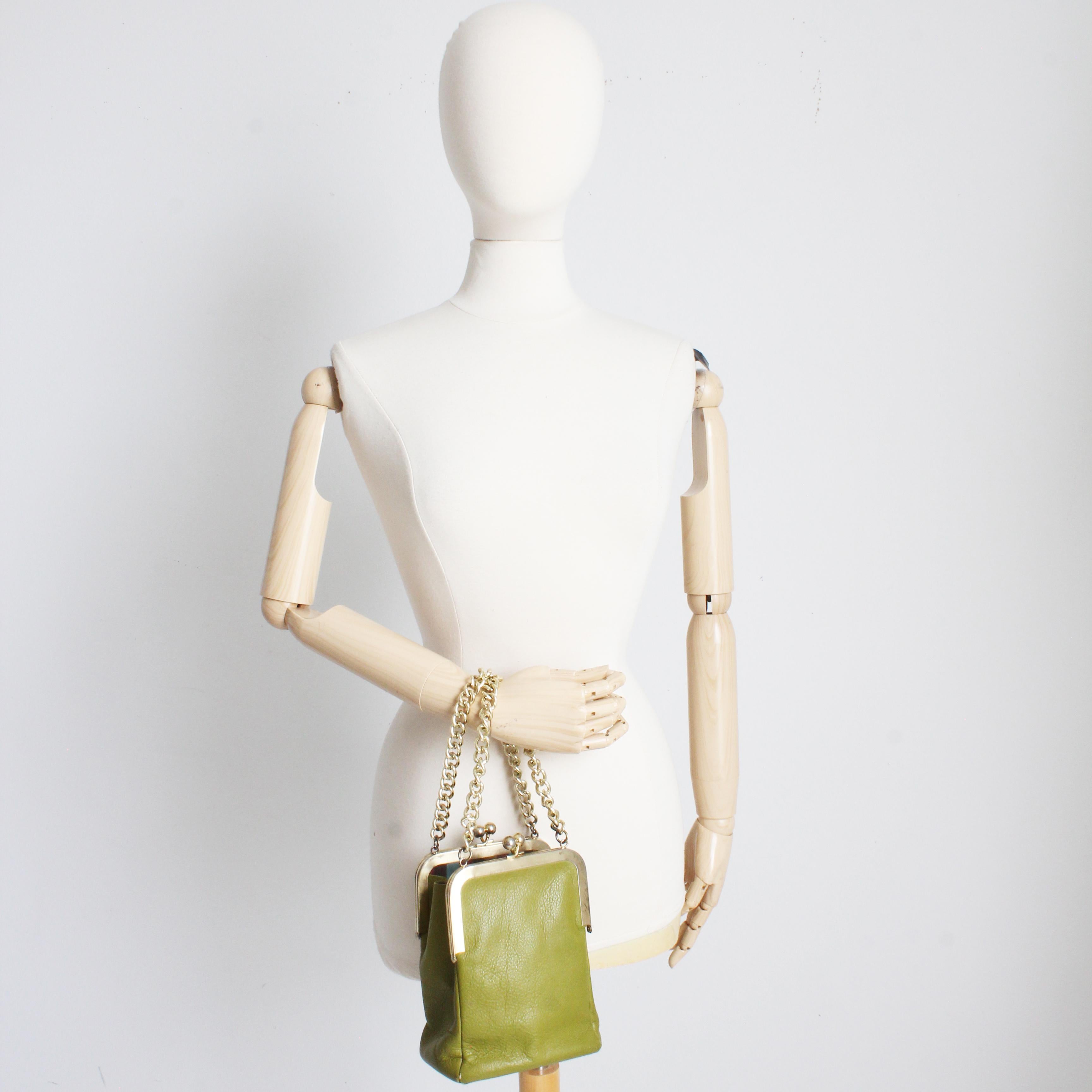 Women's or Men's Bonnie Cashin for Coach Bag Small Double Header Lime Green 60s Vintage Rare HTF