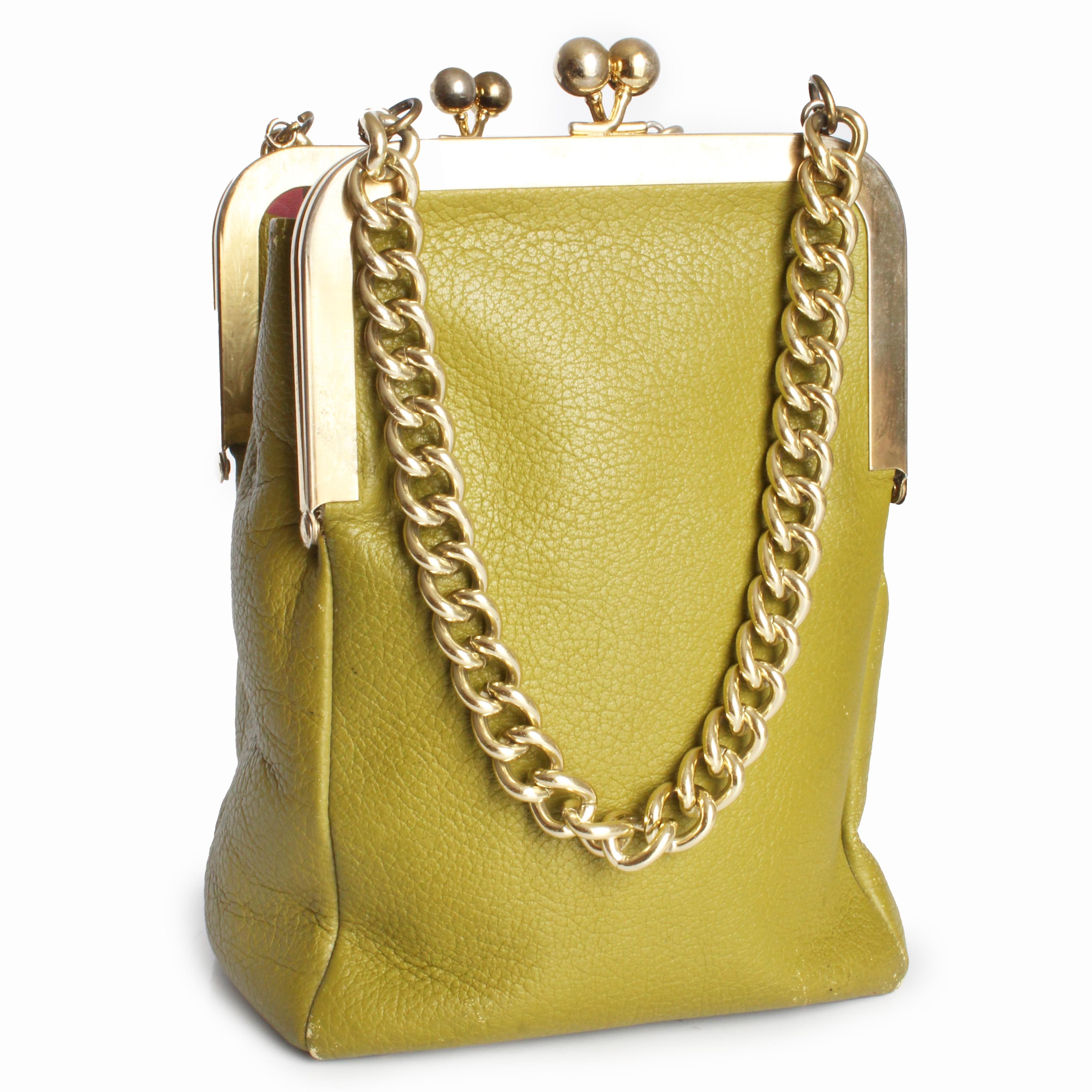 Bonnie Cashin for Coach Bag Small Double Header Lime Green 60s Vintage Rare HTF 1