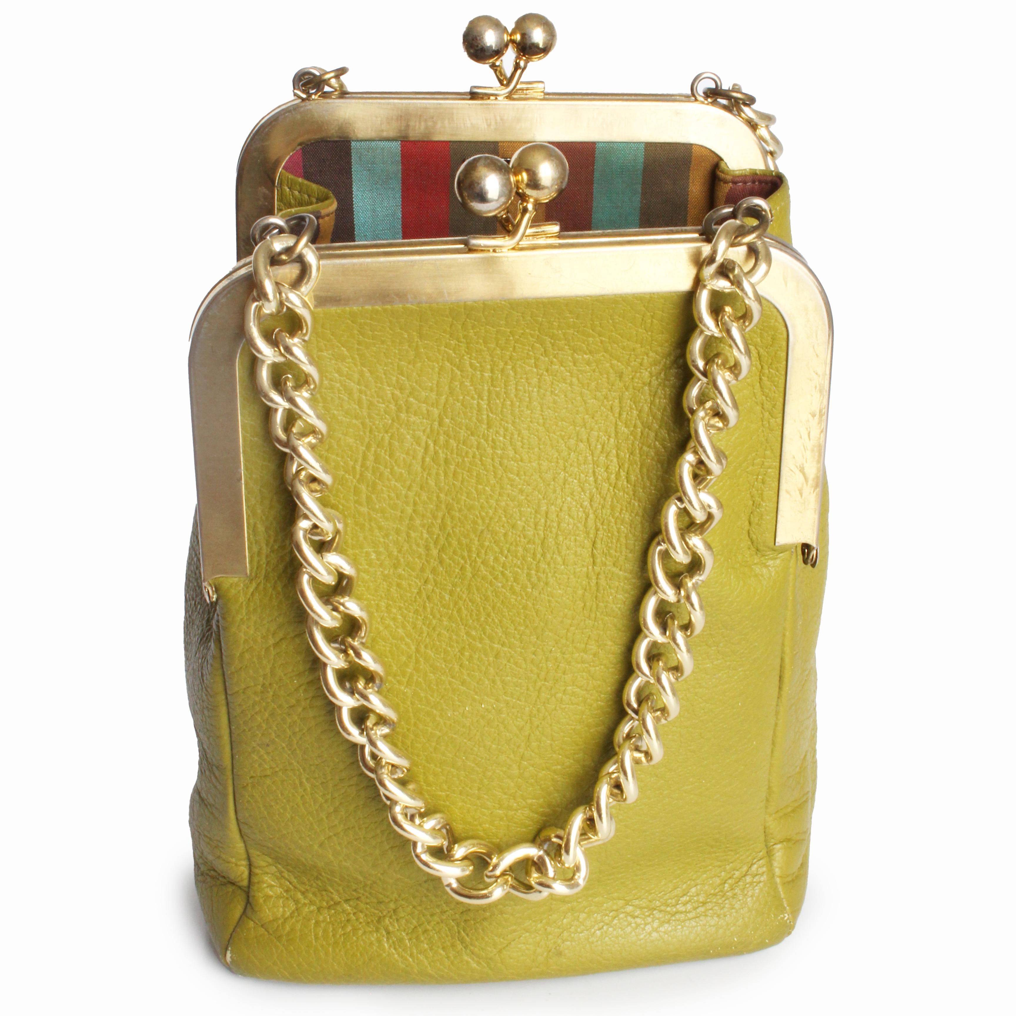 Bonnie Cashin for Coach Bag Small Double Header Lime Green 60s Vintage Rare HTF 4