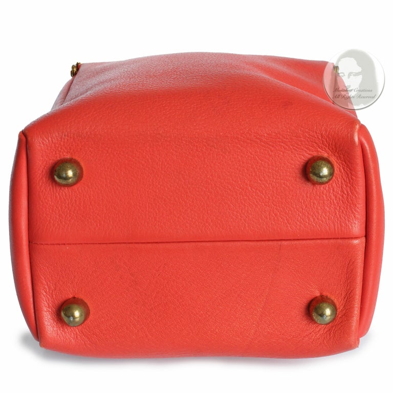 Bonnie Cashin for Coach Bag Tote Red Leather Double Kiss Lock Chains ...