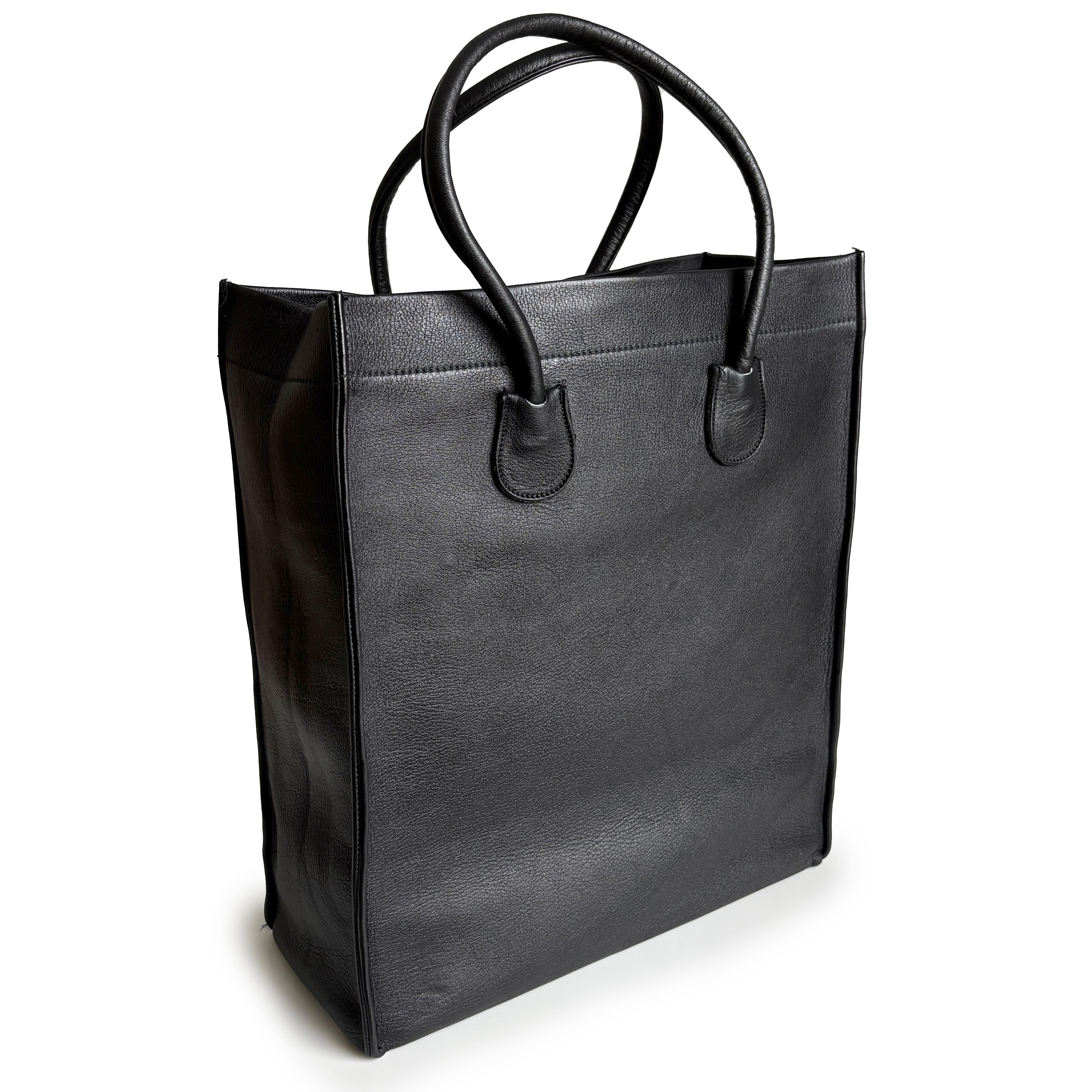 Bonnie Cashin for Coach Classic Shopping Tote Black Cowhide Leather Vintage 60s For Sale 1