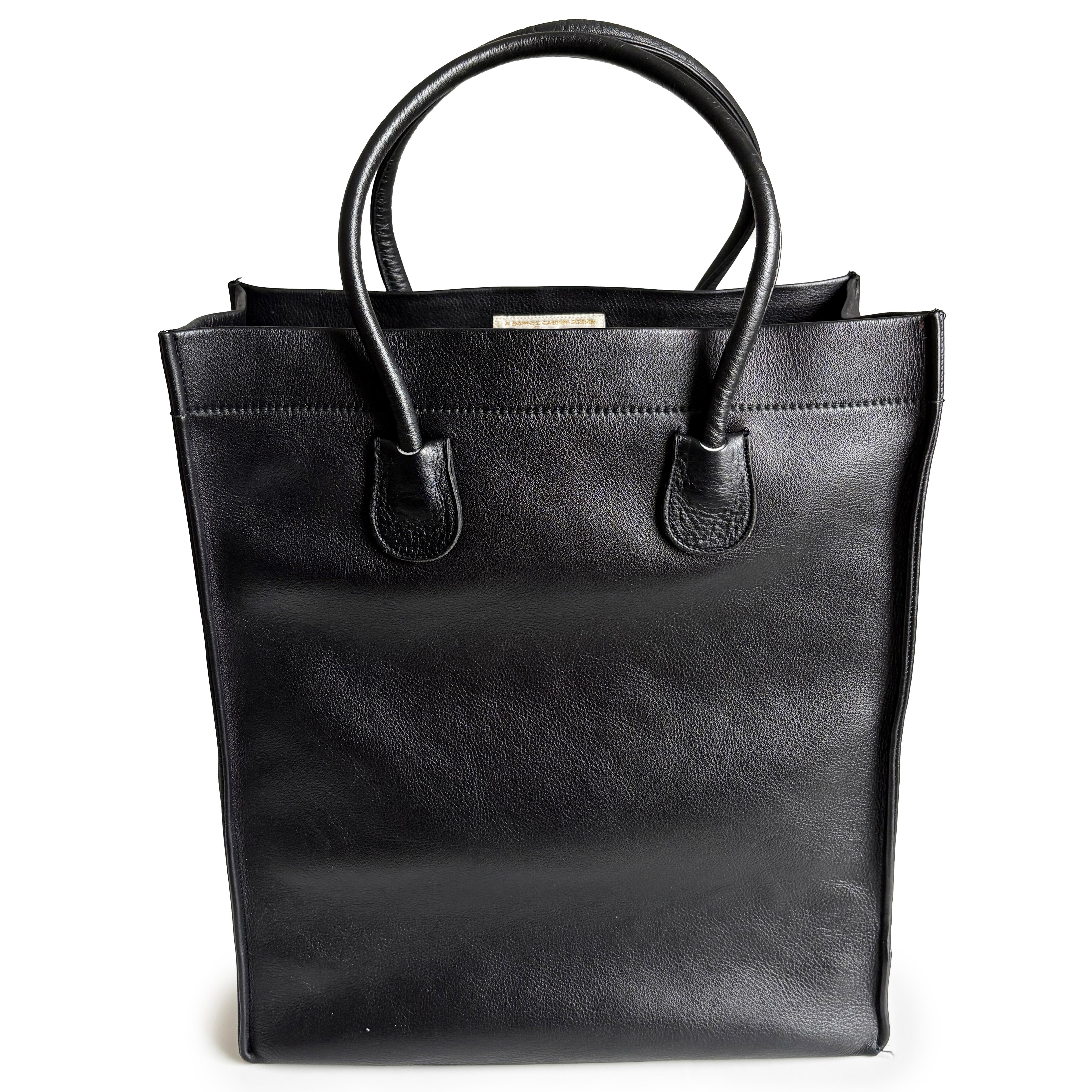 Bonnie Cashin for Coach Classic Shopping Tote Black Cowhide Leather Vintage 60s For Sale 3