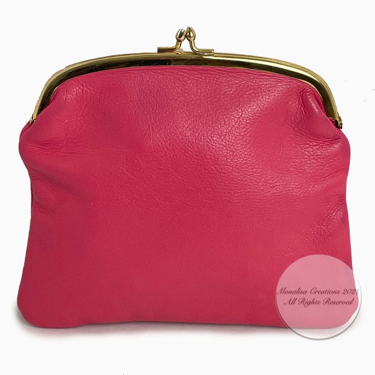 Vintage Pink Coach Purse. Pink Signature Coach Bag. Pink Cloth and Leather Coach  Purse. Pink Purse.