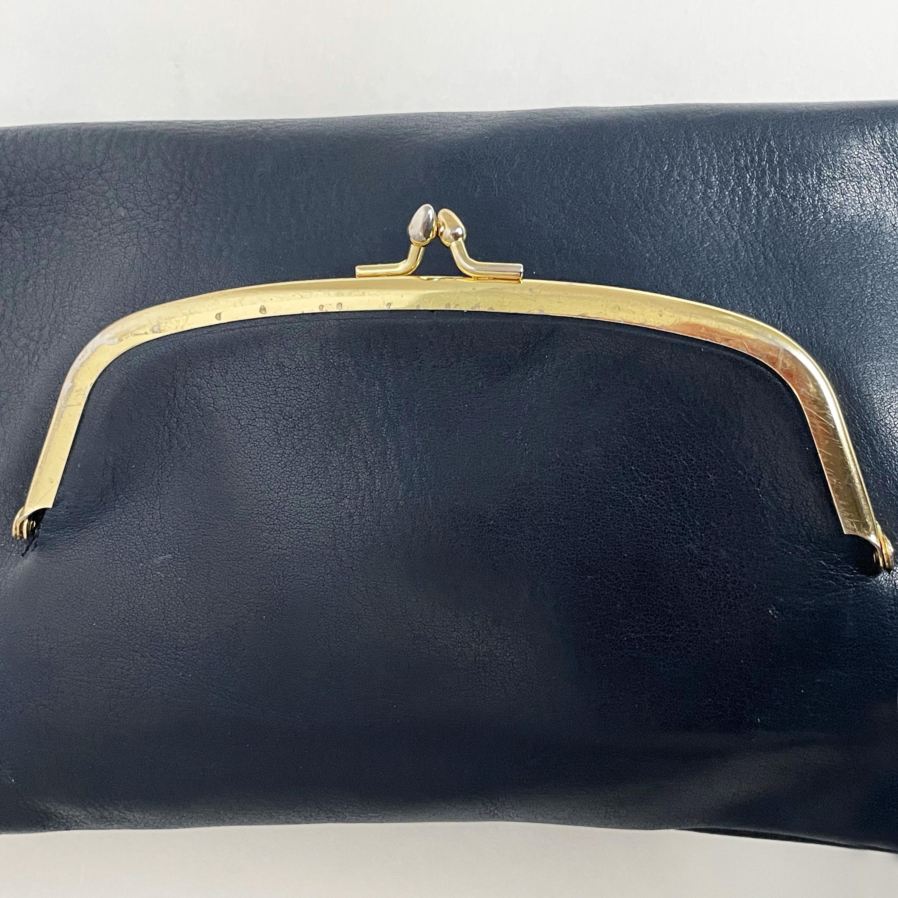 Bonnie Cashin for Coach Clutch Bag with Kiss Lock Pocket Leather Foldover 70s  For Sale 10
