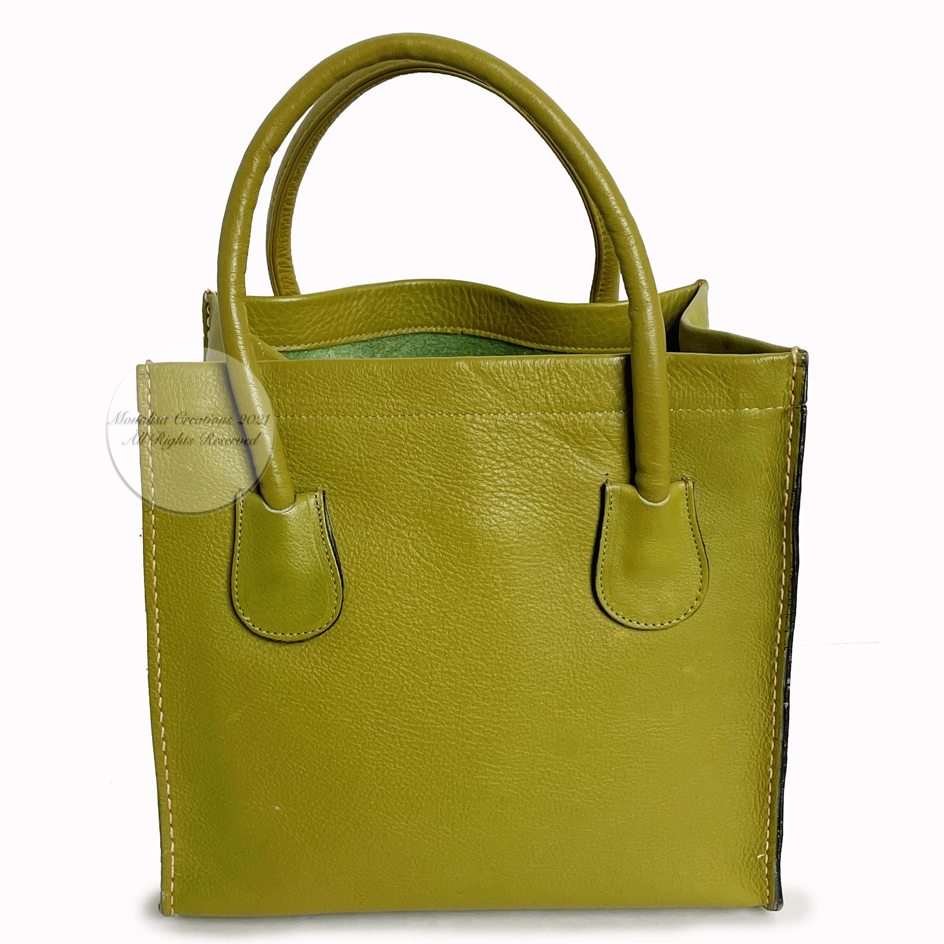 Bonnie Cashin for Coach Dinky Tote Bag Cashin Carry Lime Green Leather 60s NYC  In Good Condition In Port Saint Lucie, FL