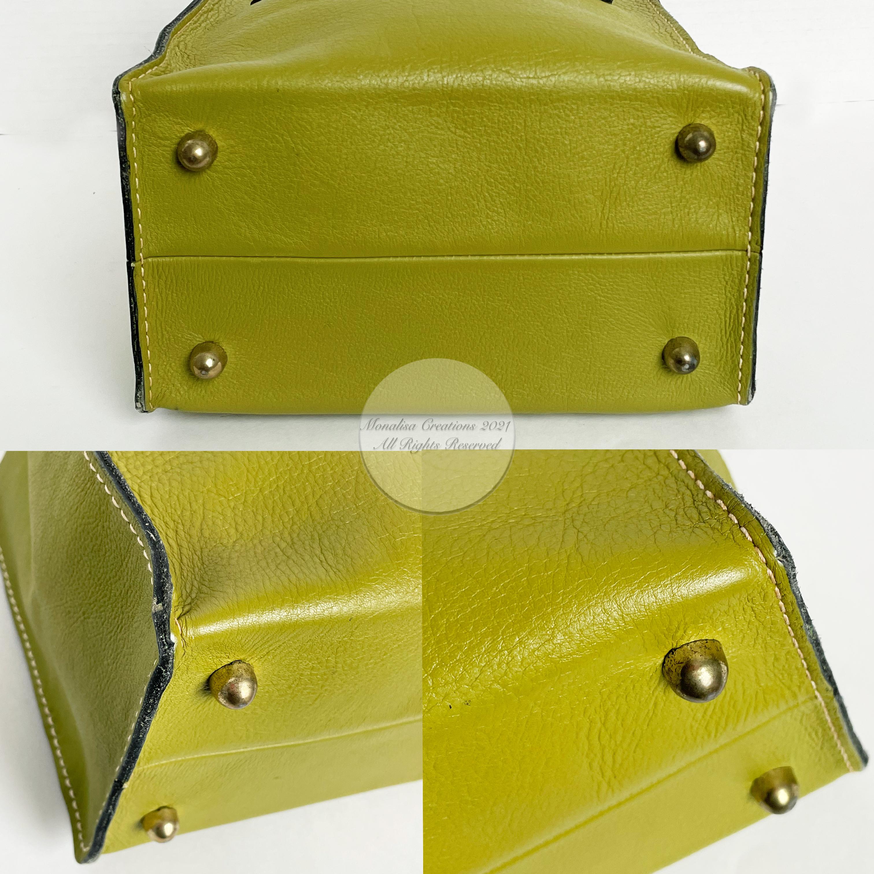 Bonnie Cashin for Coach Dinky Tote Bag Cashin Carry Lime Green Leather 60s NYC  1