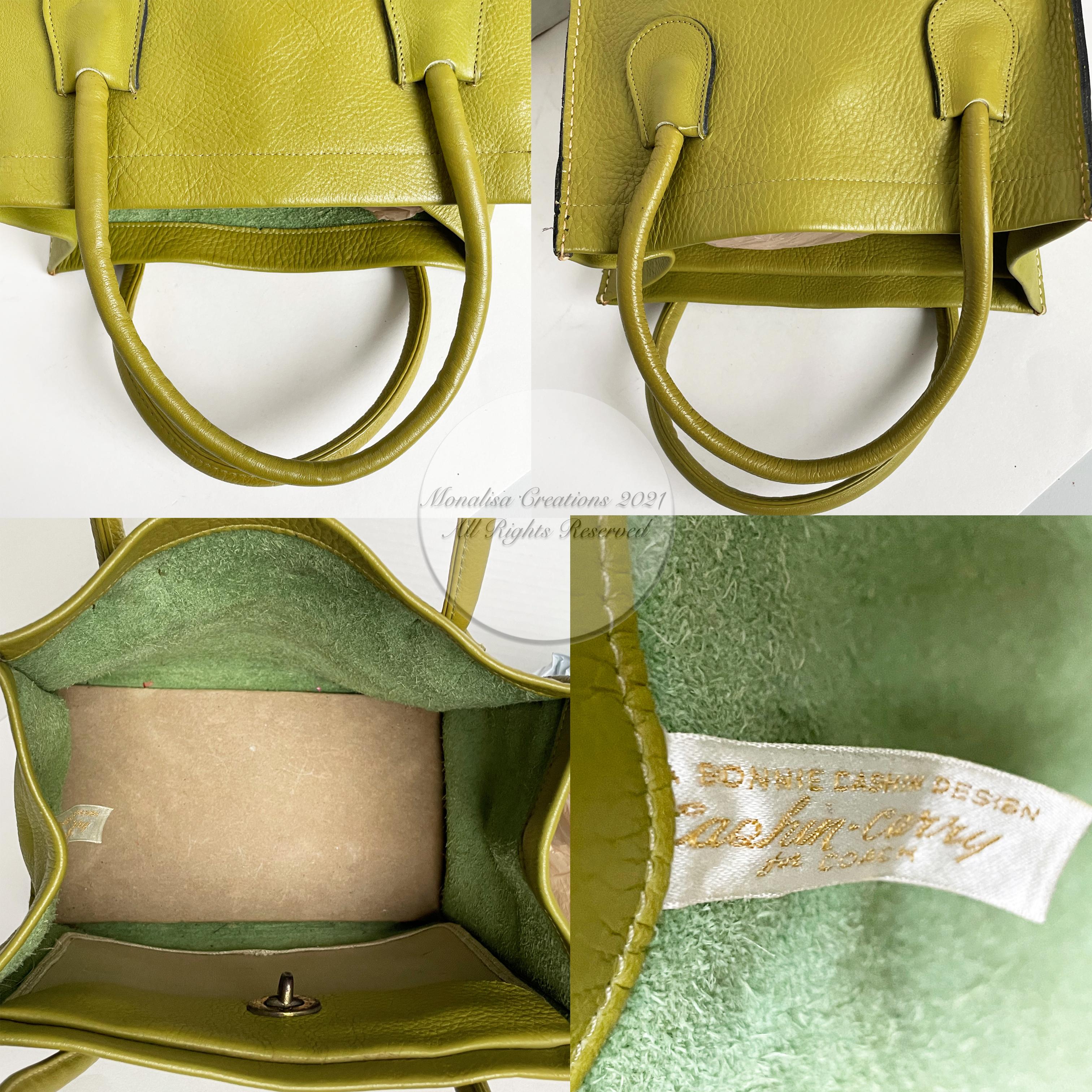 Bonnie Cashin for Coach Dinky Tote Bag Cashin Carry Lime Green Leather 60s NYC  2