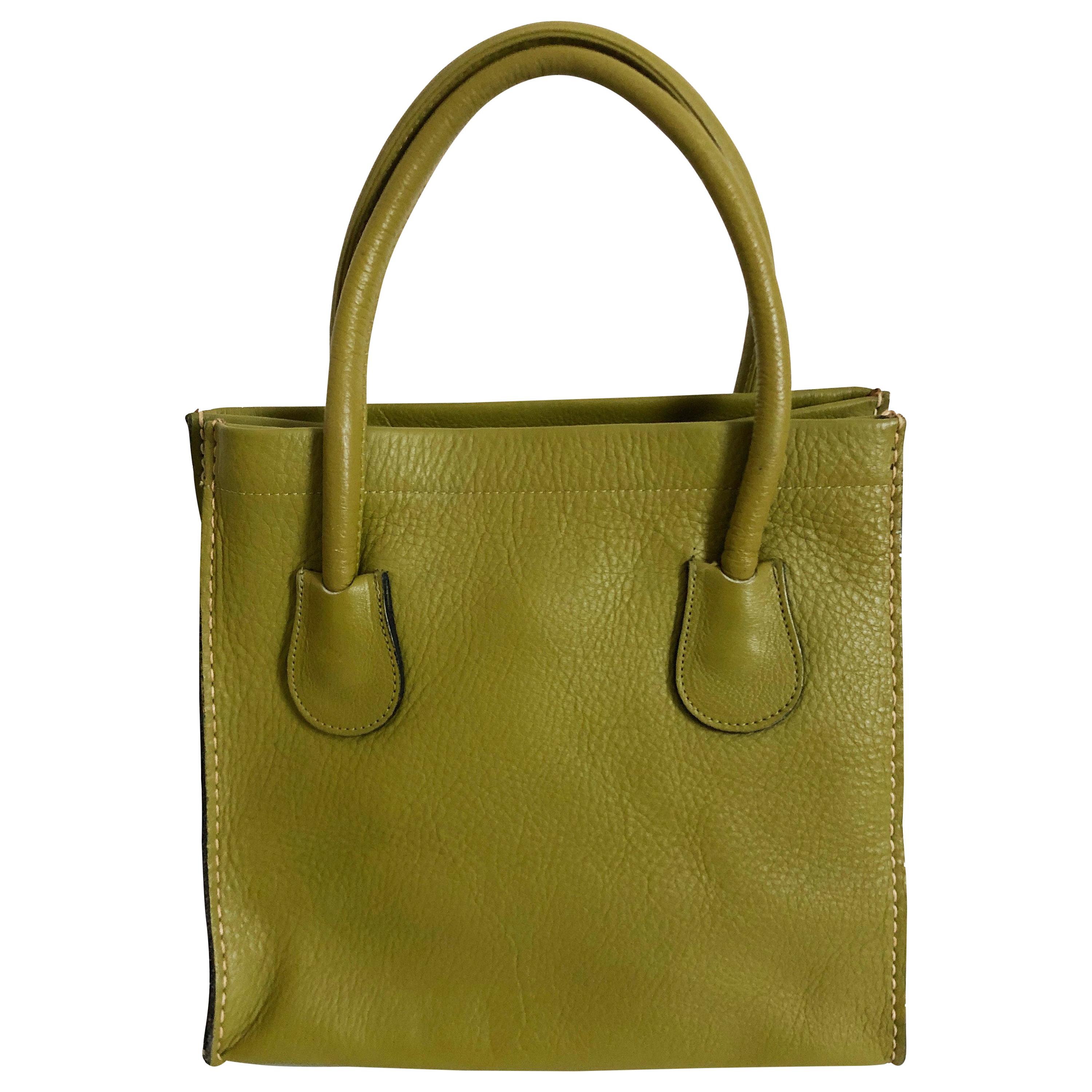 Bonnie Cashin for Coach Dinky Tote Bag Cashin Carry Lime Green Leather 60s NYC 