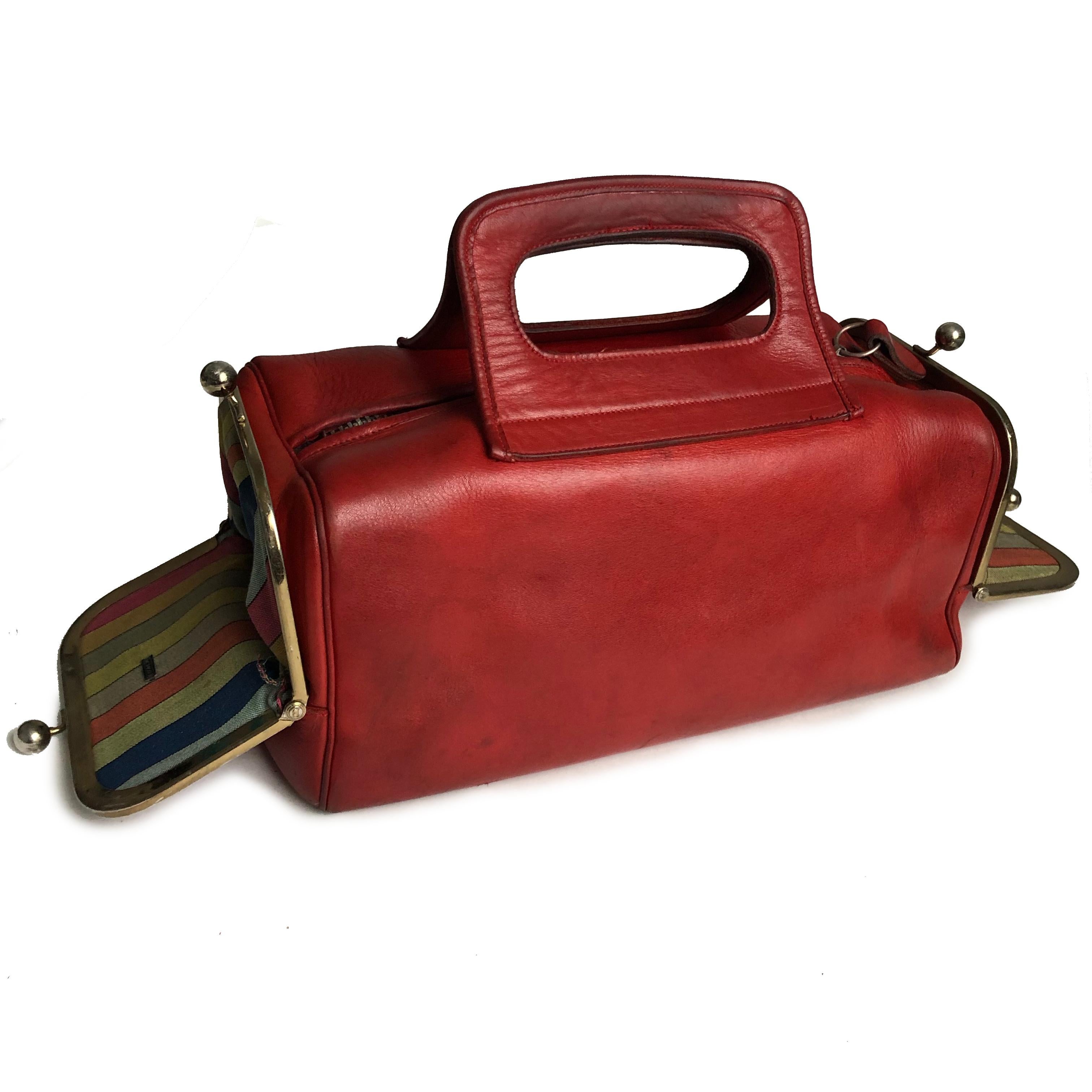 coach black tote with red lining