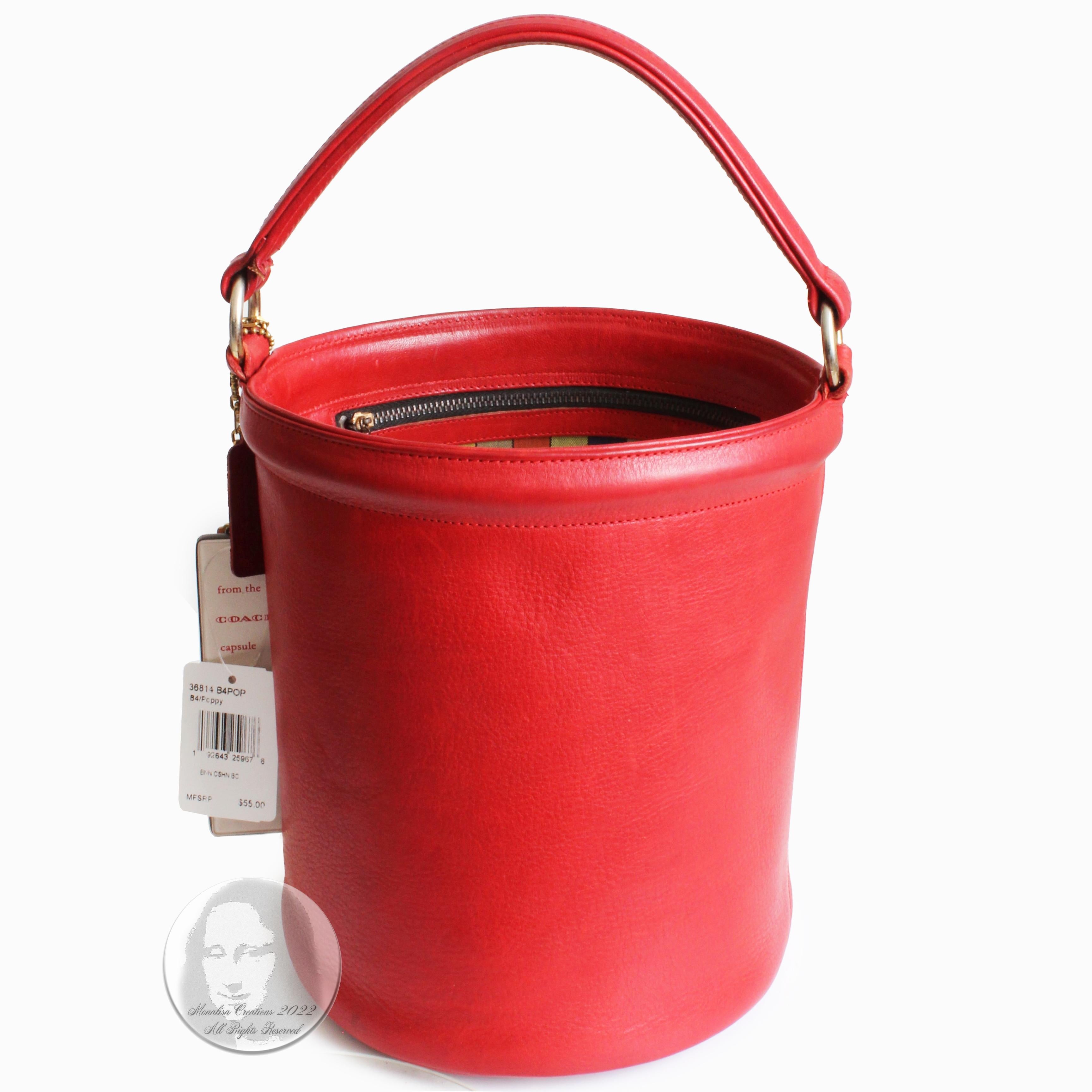 Bonnie Cashin for Coach Feed Bag Bucket Tote Red Leather Vintage 1960s Rare  In Good Condition In Port Saint Lucie, FL