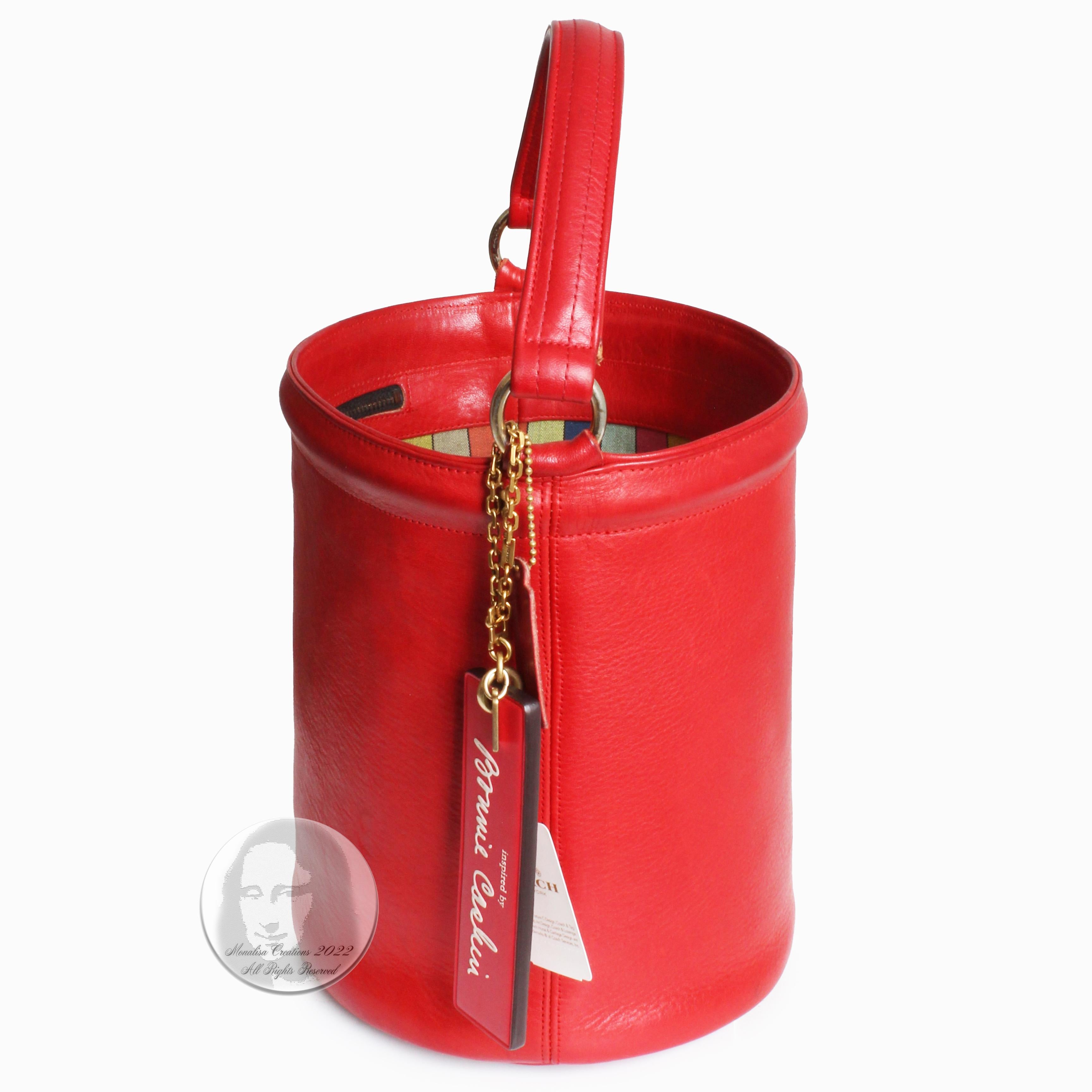 Women's or Men's Bonnie Cashin for Coach Feed Bag Bucket Tote Red Leather Vintage 1960s Rare