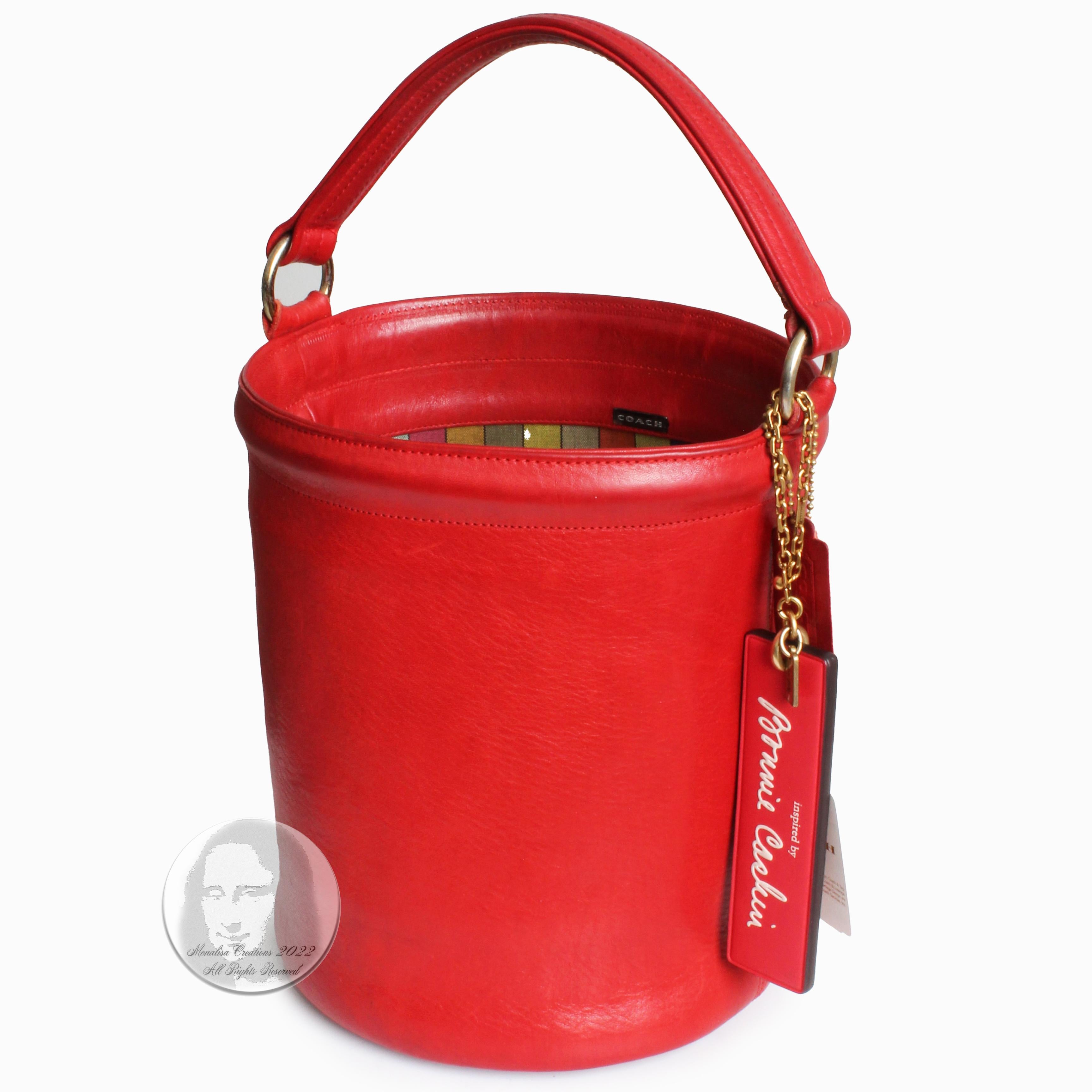 Bonnie Cashin for Coach Feed Bag Bucket Tote Red Leather Vintage 1960s Rare  1
