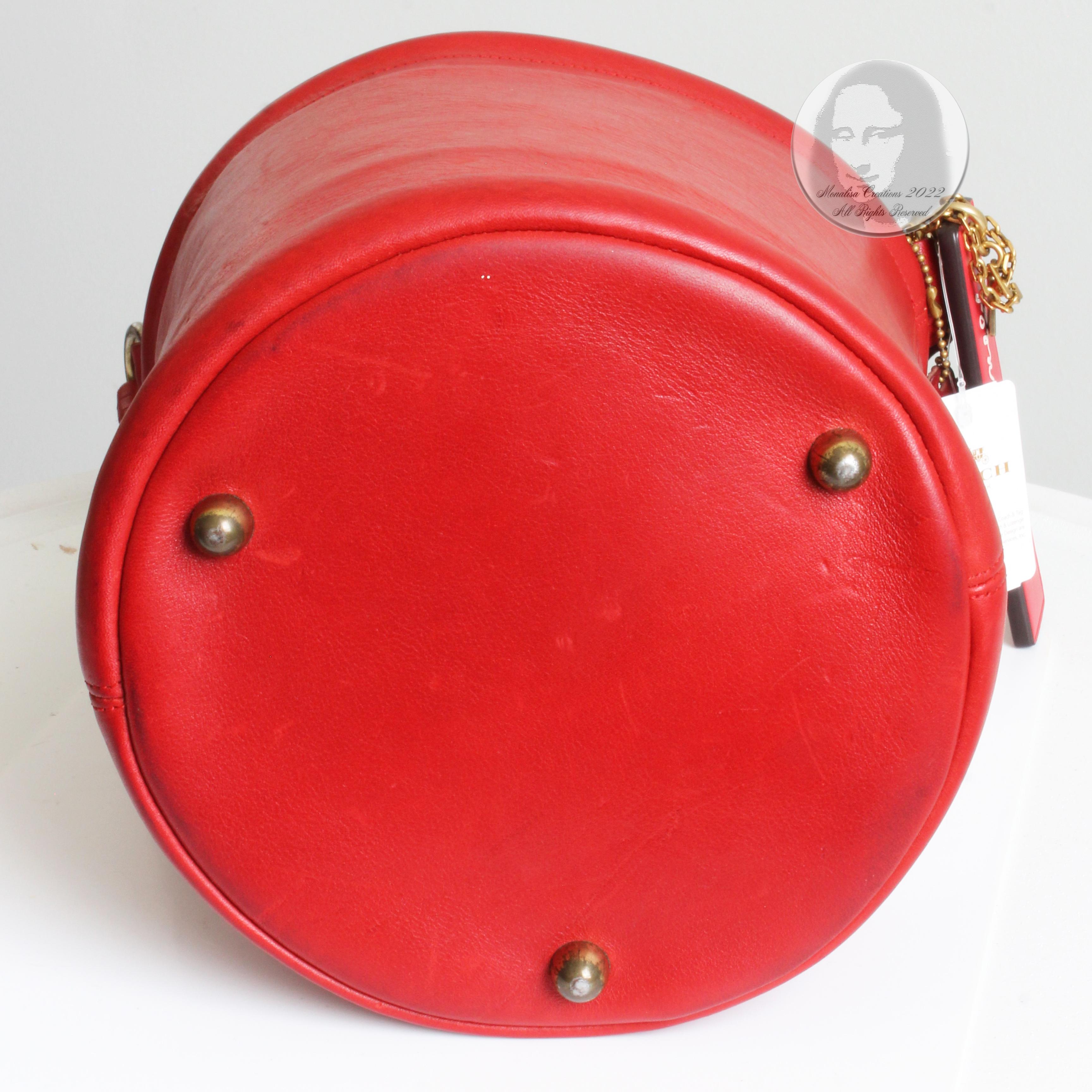Bonnie Cashin for Coach Feed Bag Bucket Tote Red Leather Vintage 1960s Rare  2