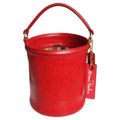 Bonnie Cashin for Coach Feed Bag Bucket Tote Red Leather Vintage 1960s Rare 