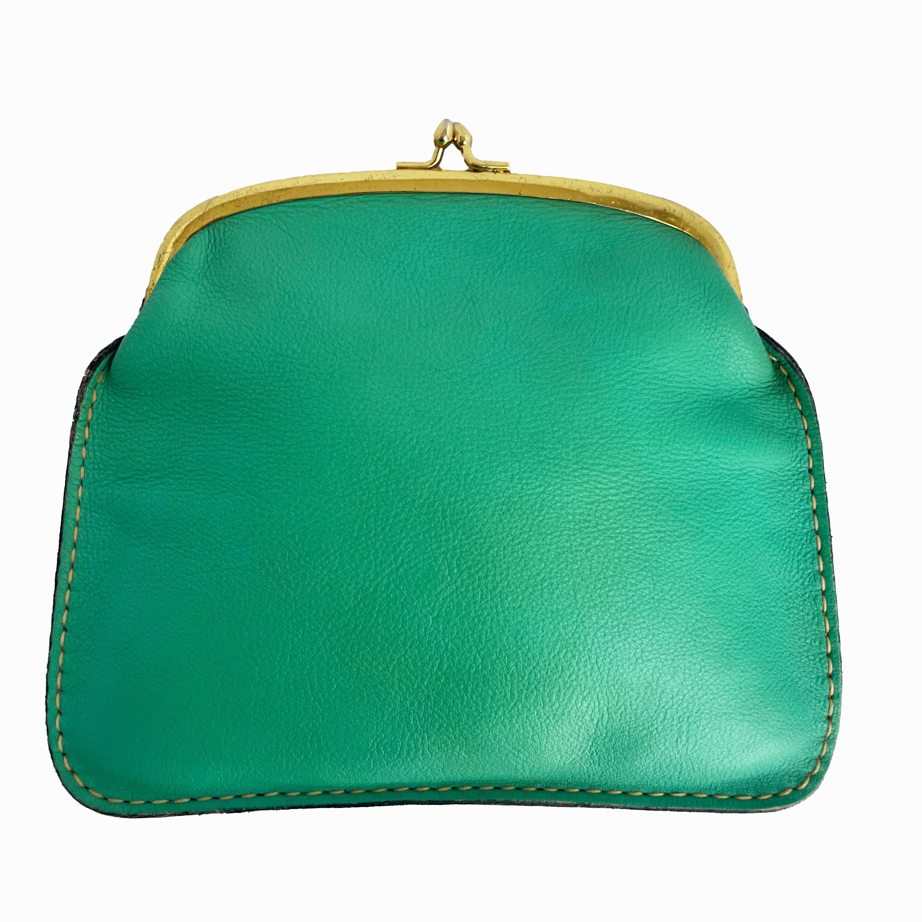 Bonnie Cashin for Coach Foldover Purse 60s Cashin Carry Mint Green Leather Rare For Sale 4