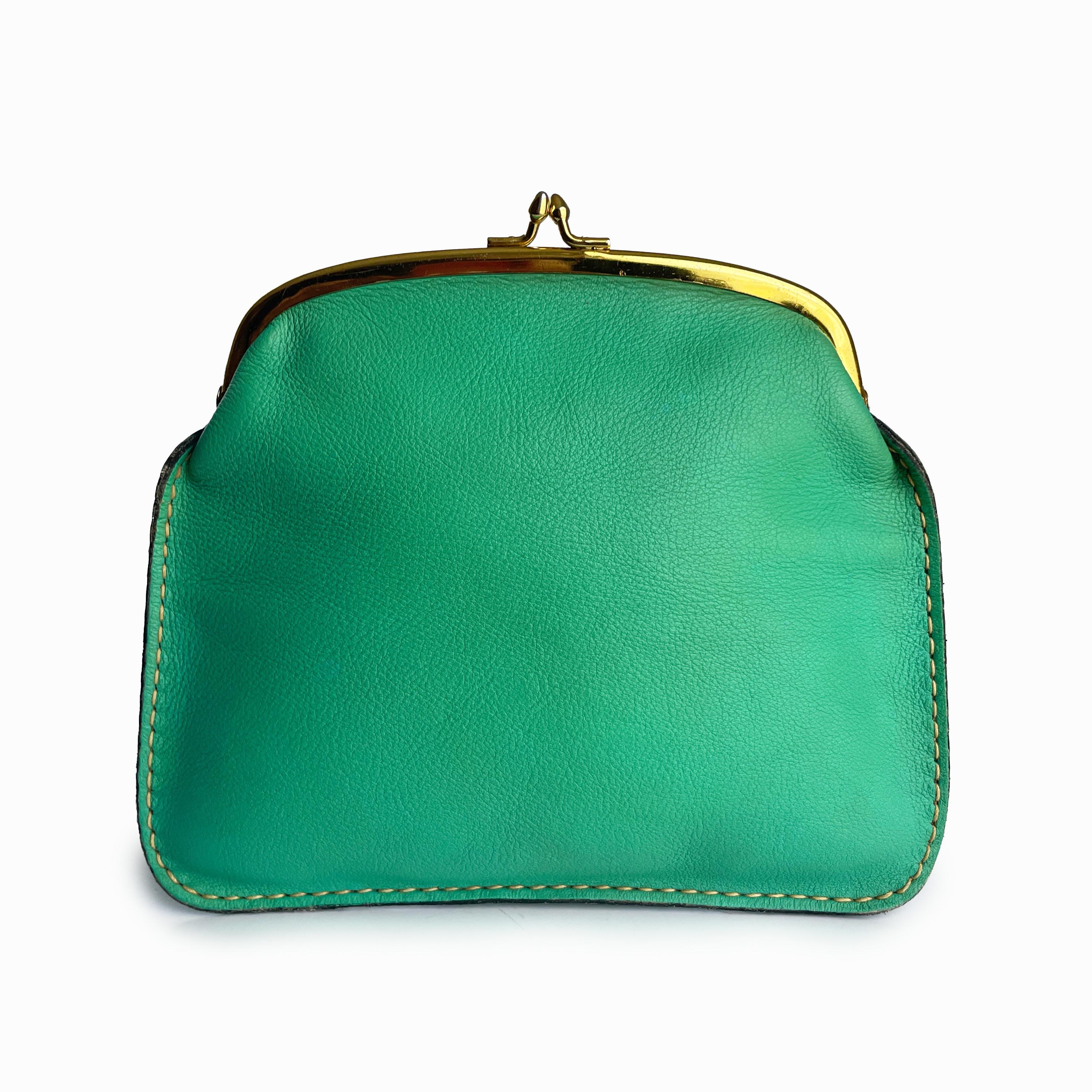 Women's or Men's Bonnie Cashin for Coach Foldover Purse 60s Cashin Carry Mint Green Leather Rare For Sale