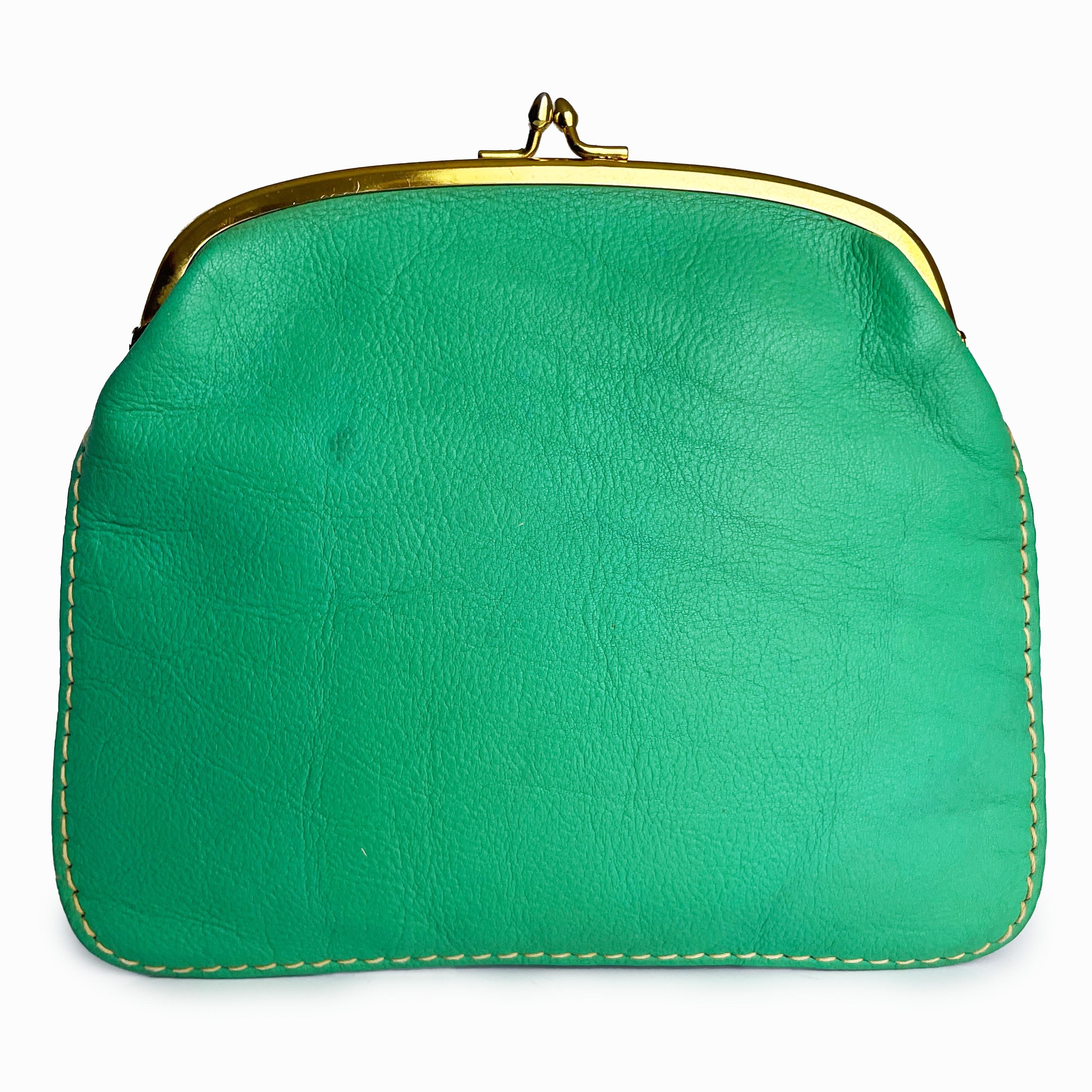 Bonnie Cashin for Coach Foldover Purse 60s Cashin Carry Mint Green Leather Rare For Sale 6