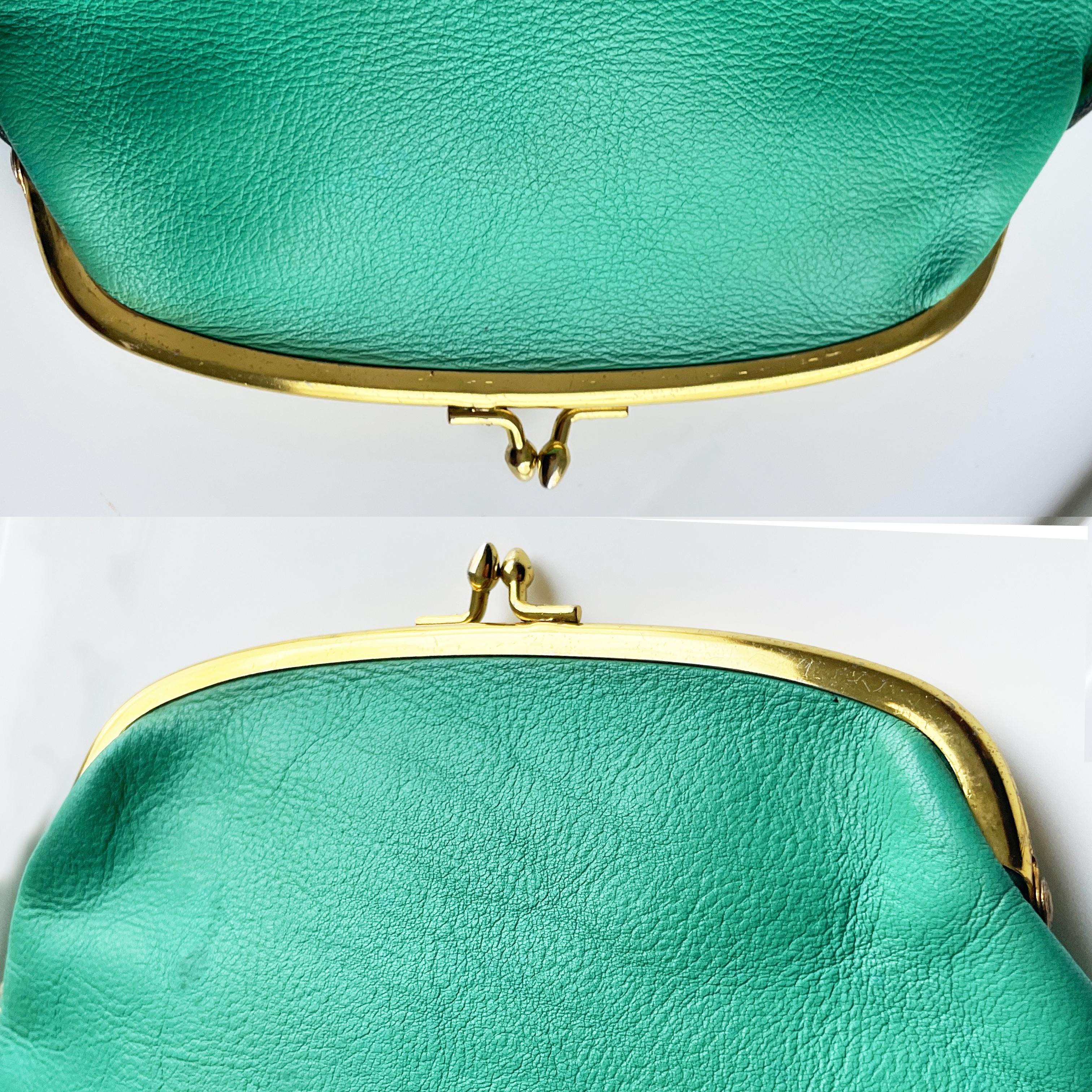 Bonnie Cashin for Coach Foldover Purse 60s Cashin Carry Mint Green Leather Rare For Sale 9