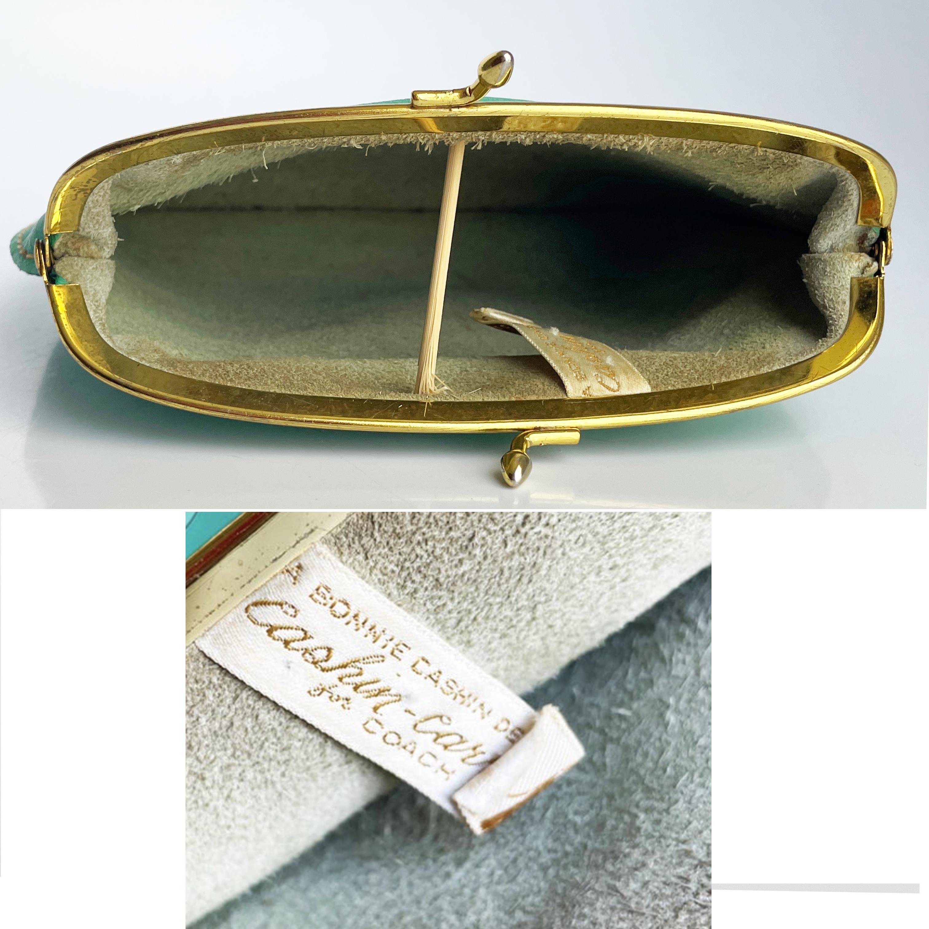 Bonnie Cashin for Coach Foldover Purse 60s Cashin Carry Mint Green Leather Rare For Sale 10