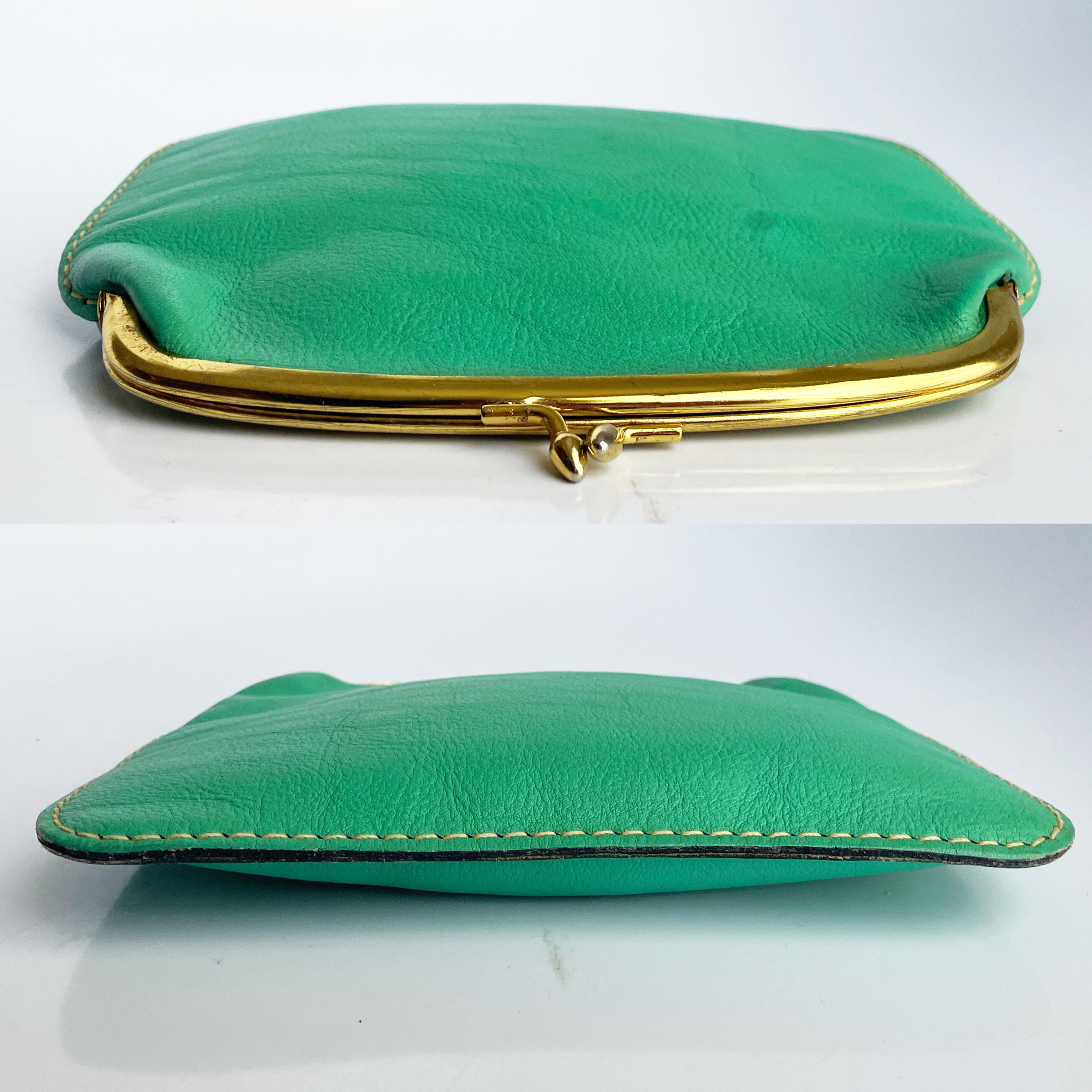 Bonnie Cashin for Coach Foldover Purse 60s Cashin Carry Mint Green Leather Rare For Sale 8