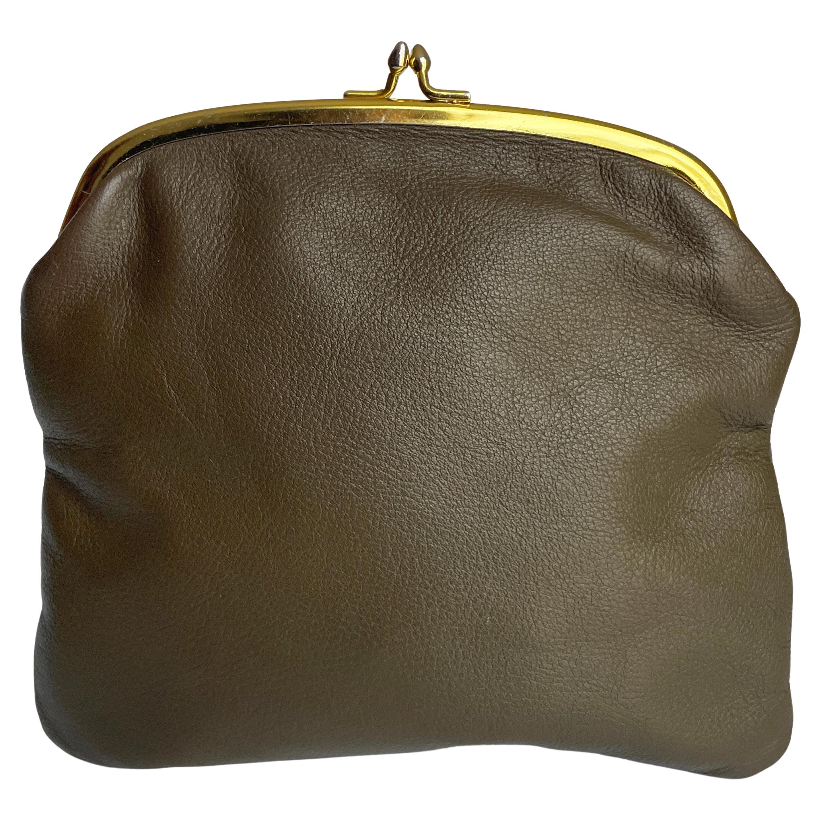 Bonnie Cashin for Coach Foldover Purse 60s Cashin Carry Mocha Leather Rare  For Sale