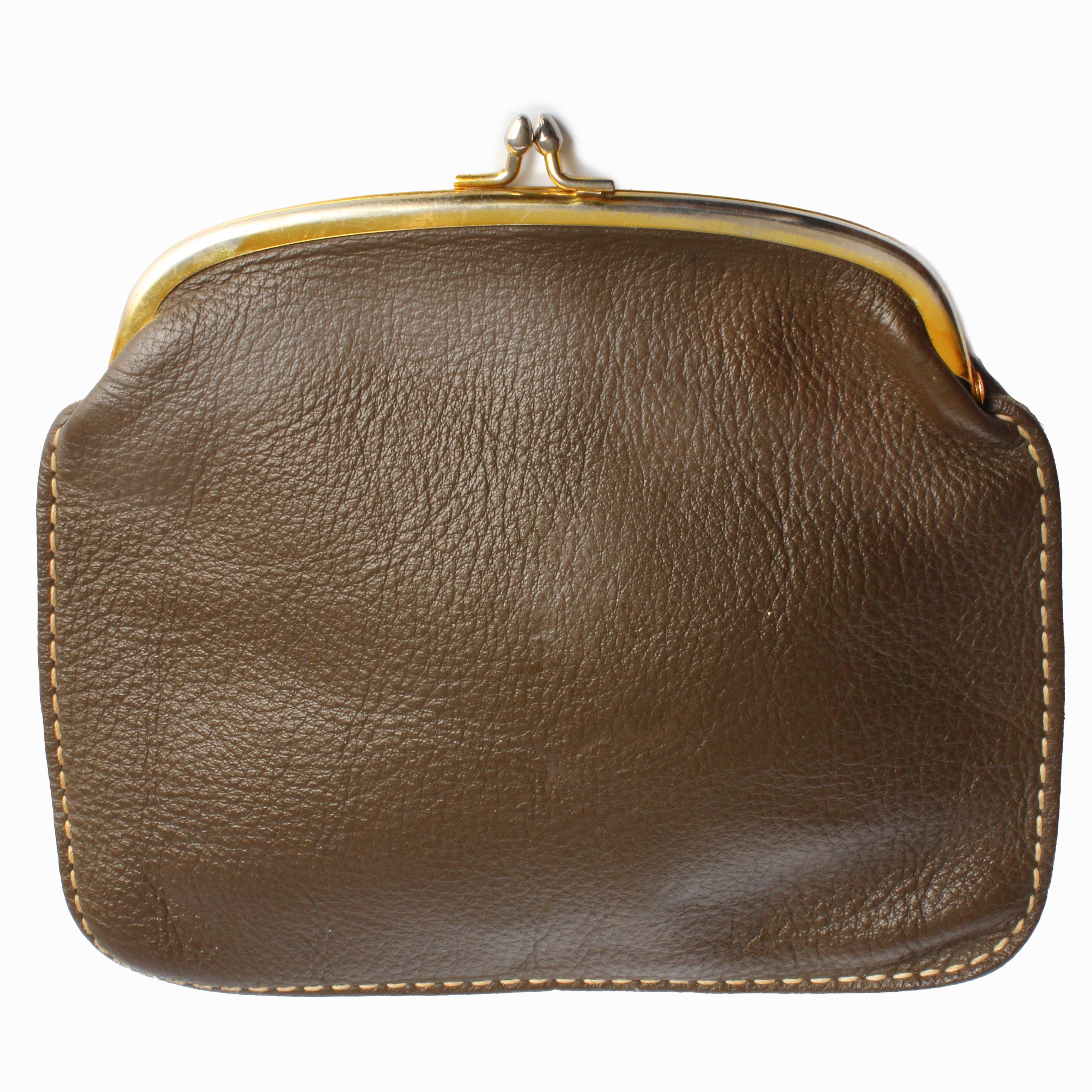 Bonnie Cashin for Coach Foldover Purse 60s Cashin Carry Olive Brown Leather Rare For Sale 4