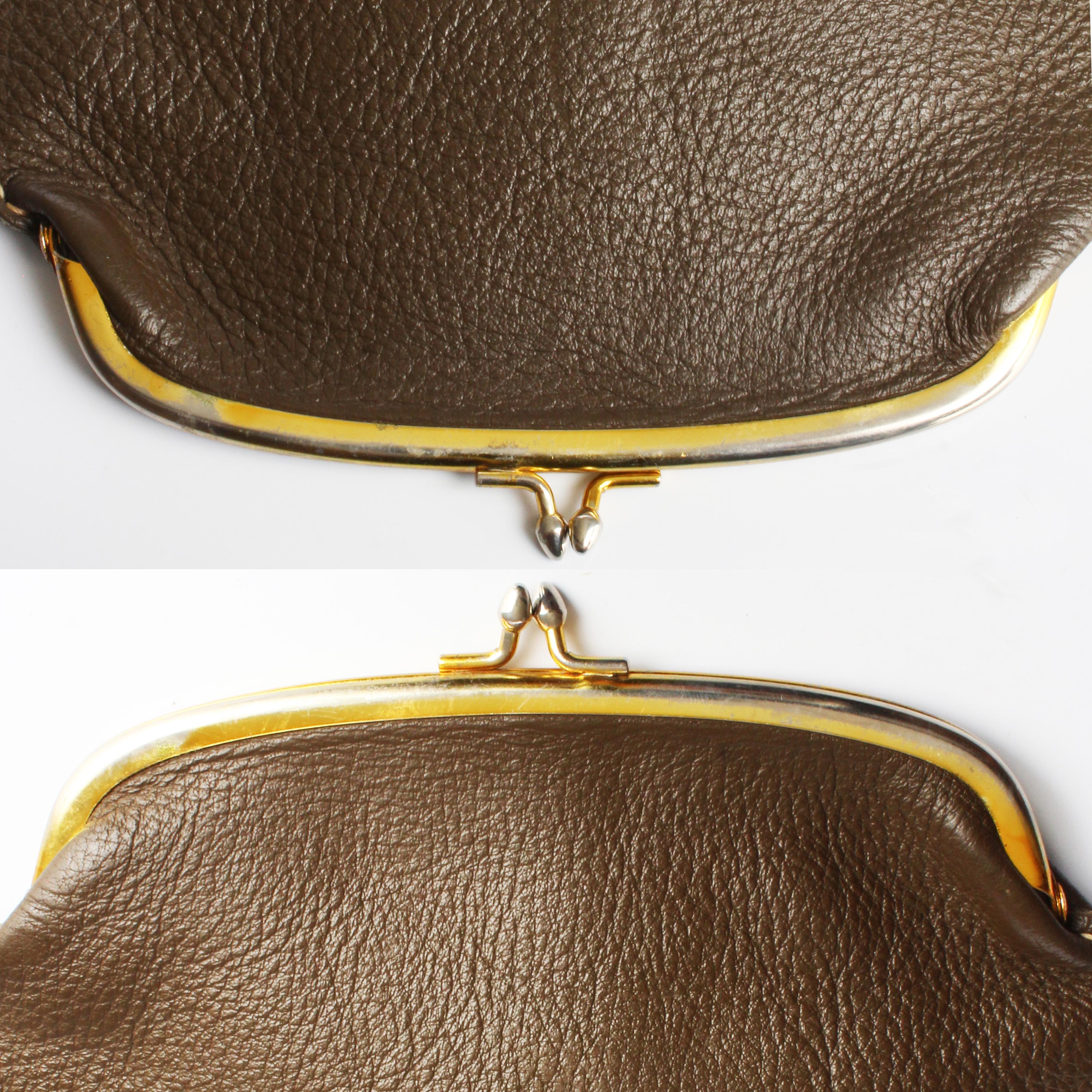 Bonnie Cashin for Coach Foldover Purse 60s Cashin Carry Olive Brown Leather Rare For Sale 5