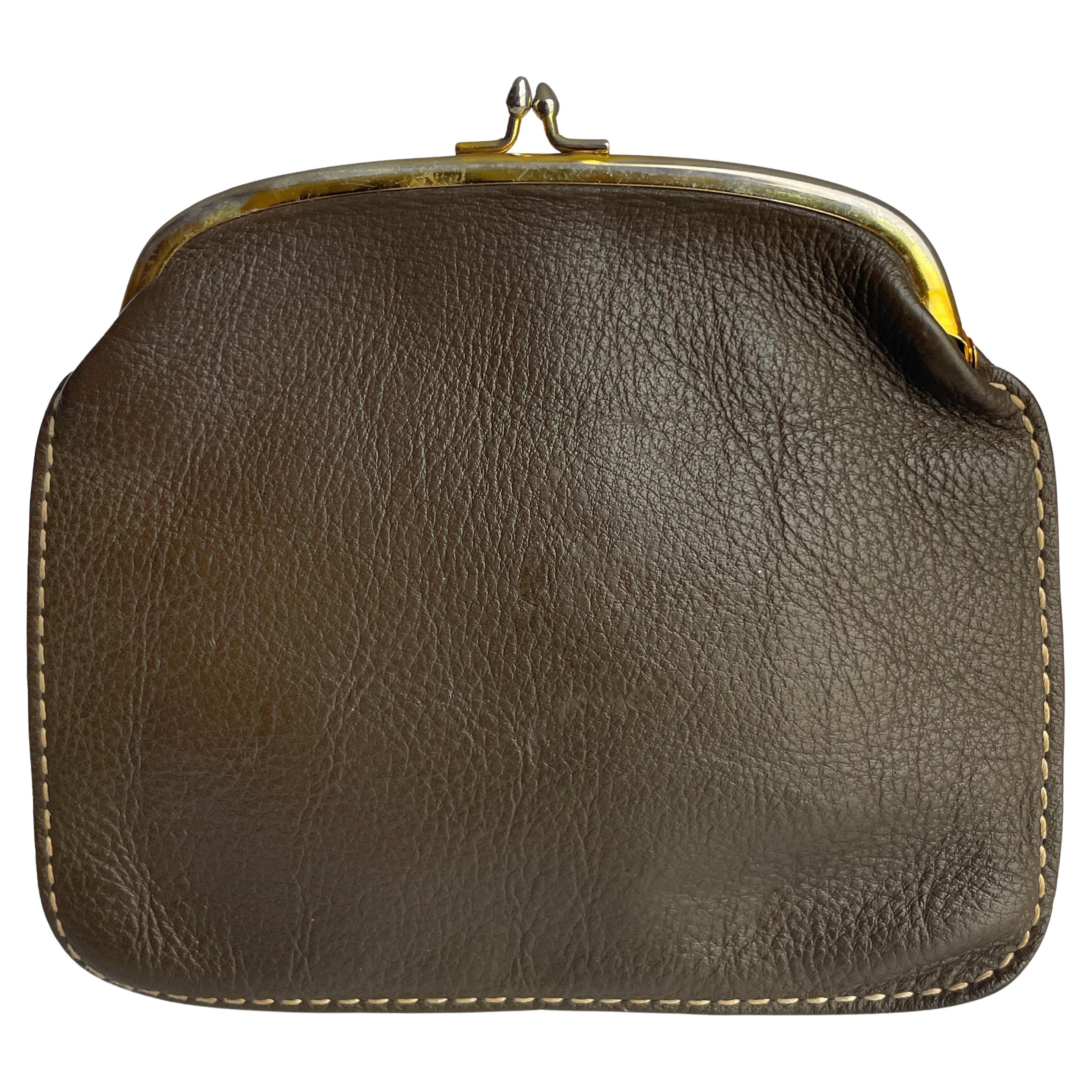 Bonnie Cashin pour Coach Foldover Porte-monnaie 60s Cashin Carry Olive Brown Cuir Rare en vente